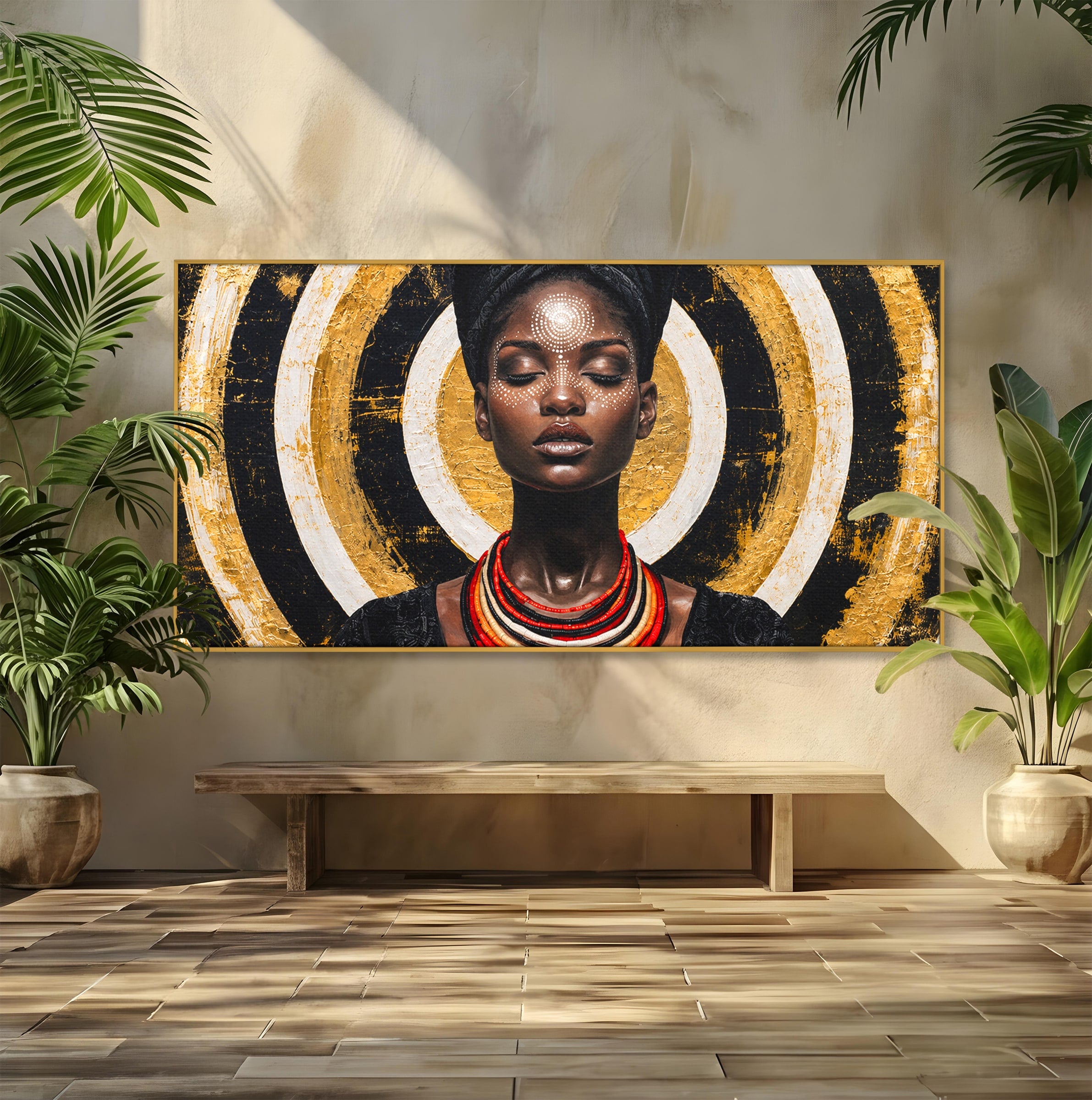 Tablou Canvas Premium LuxCanva® G1273, Regina Africana, Portret, Cultura, Eleganta, Arta, Living, Culori Vibrante