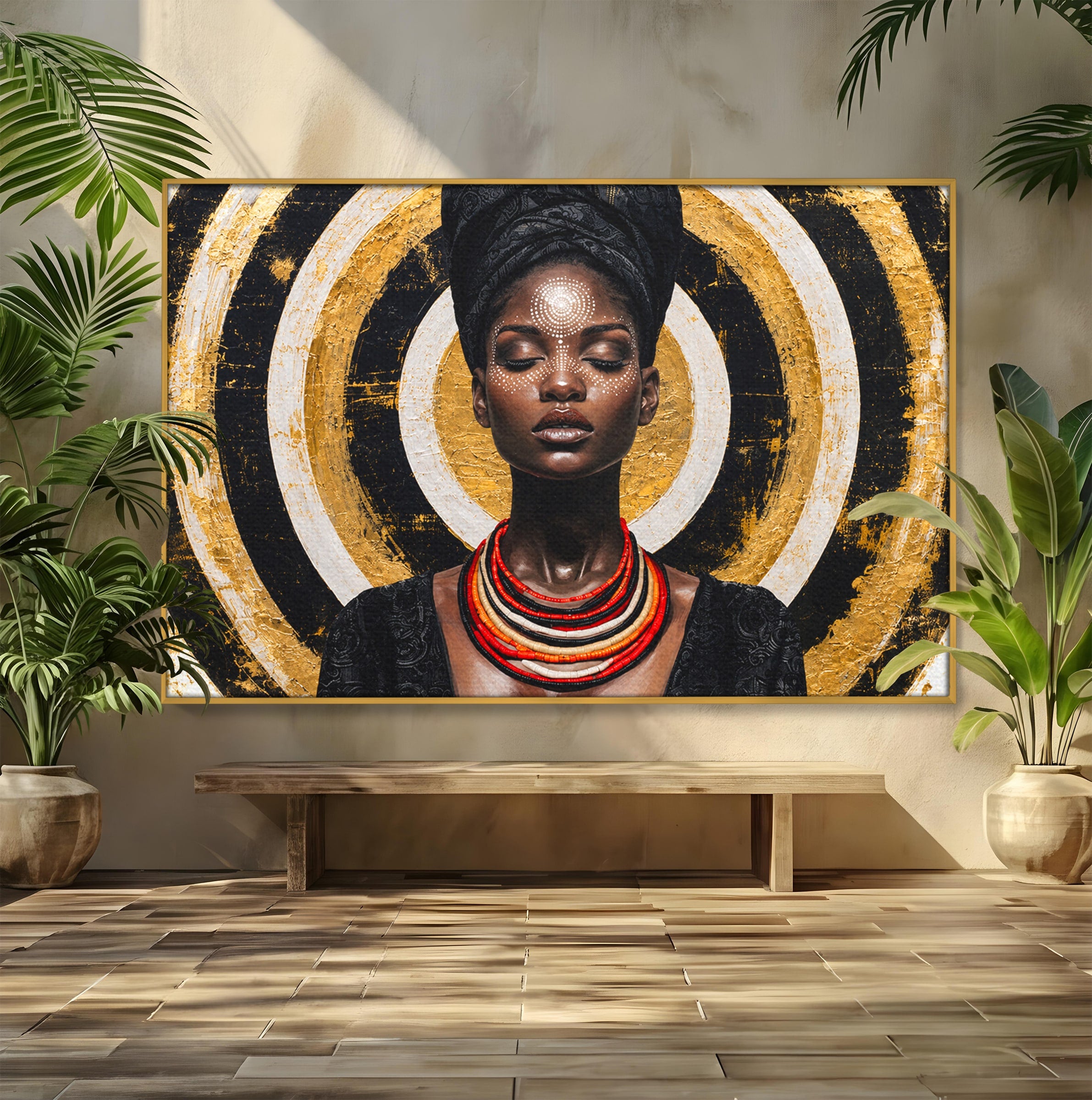 Tablou Canvas Premium LuxCanva® G1273, Regina Africana, Portret, Cultura, Eleganta, Arta, Living, Culori Vibrante