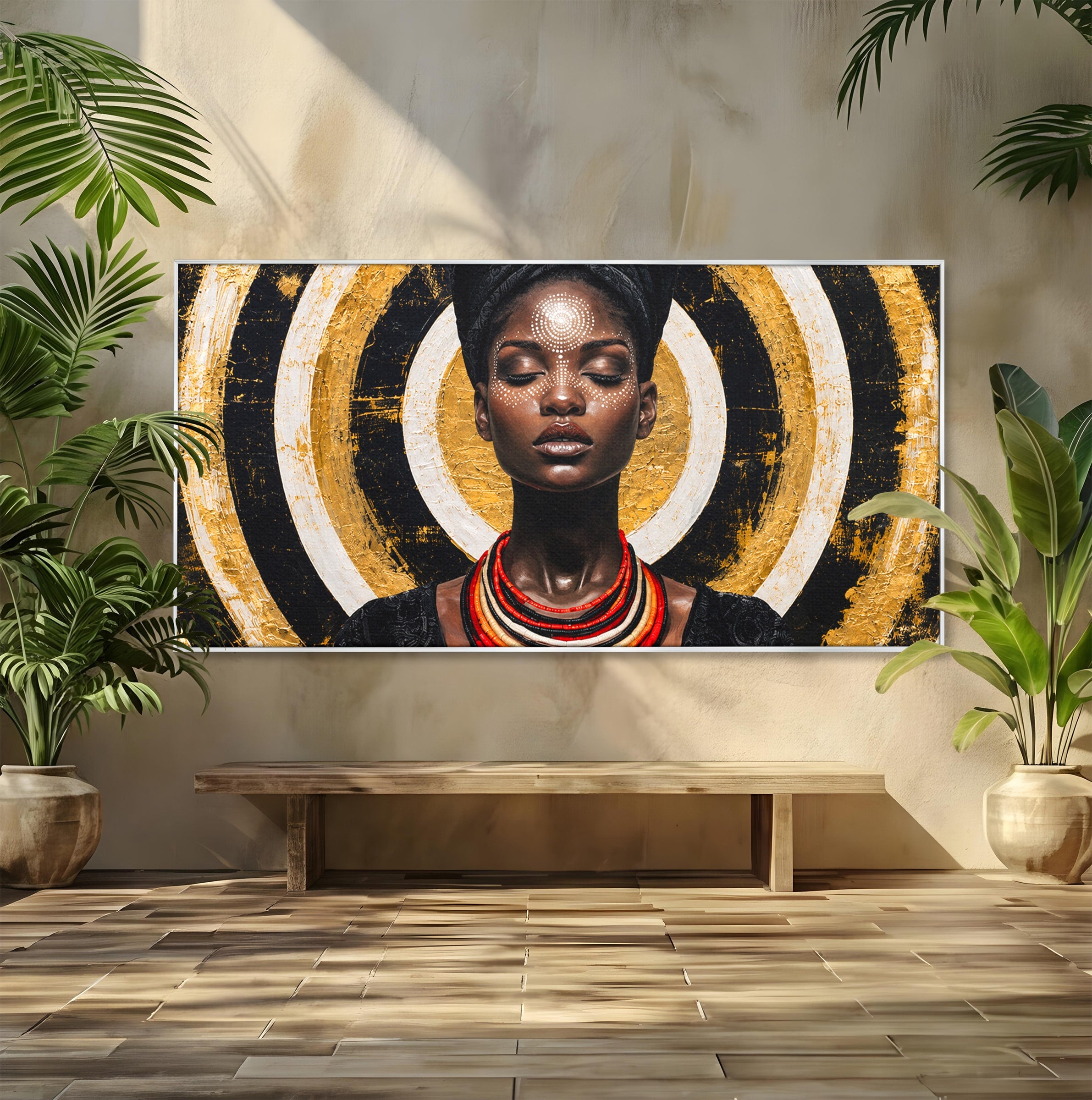 Tablou Canvas Premium LuxCanva® G1273, Regina Africana, Portret, Cultura, Eleganta, Arta, Living, Culori Vibrante