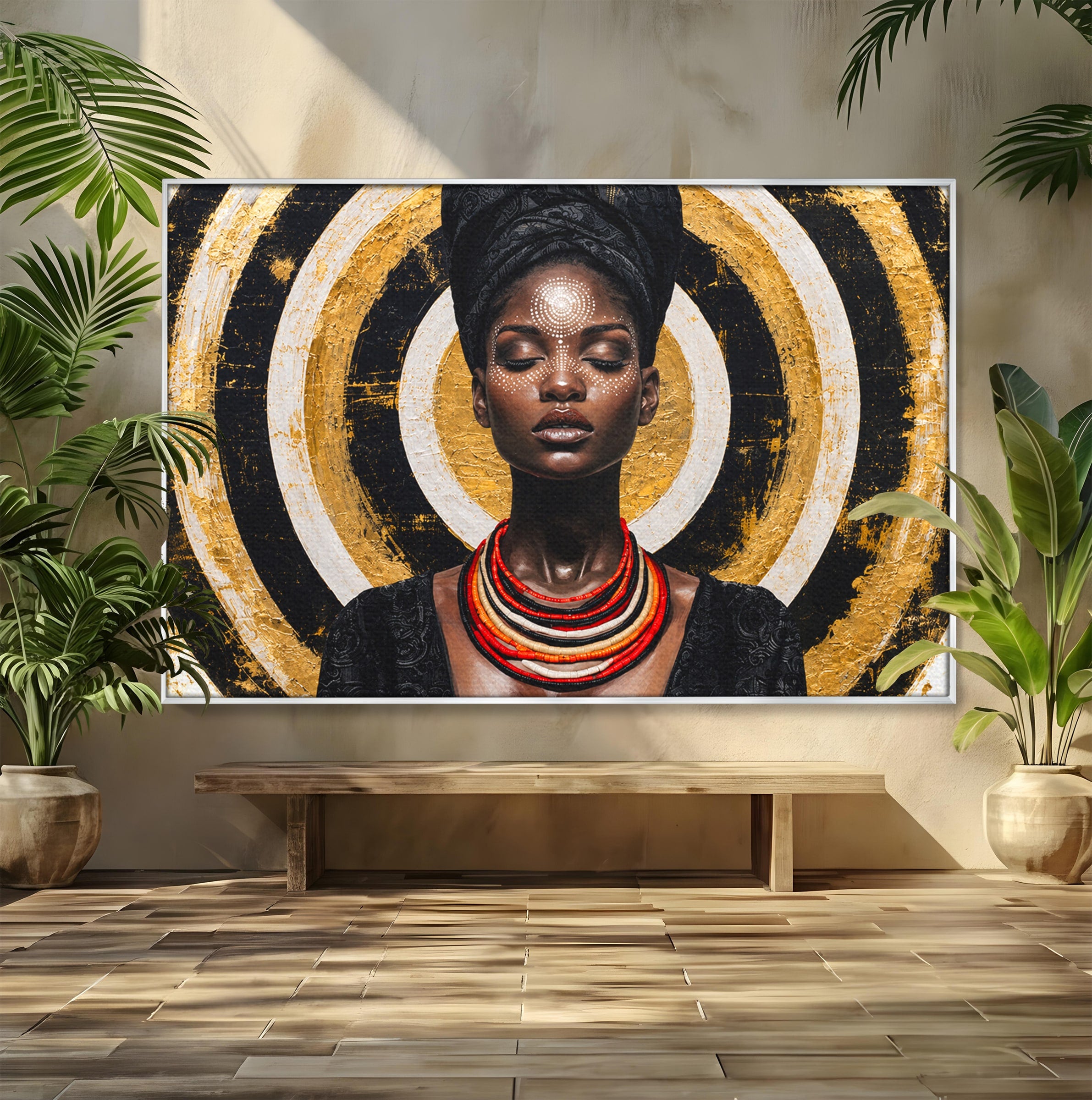 Tablou Canvas Premium LuxCanva® G1273, Regina Africana, Portret, Cultura, Eleganta, Arta, Living, Culori Vibrante