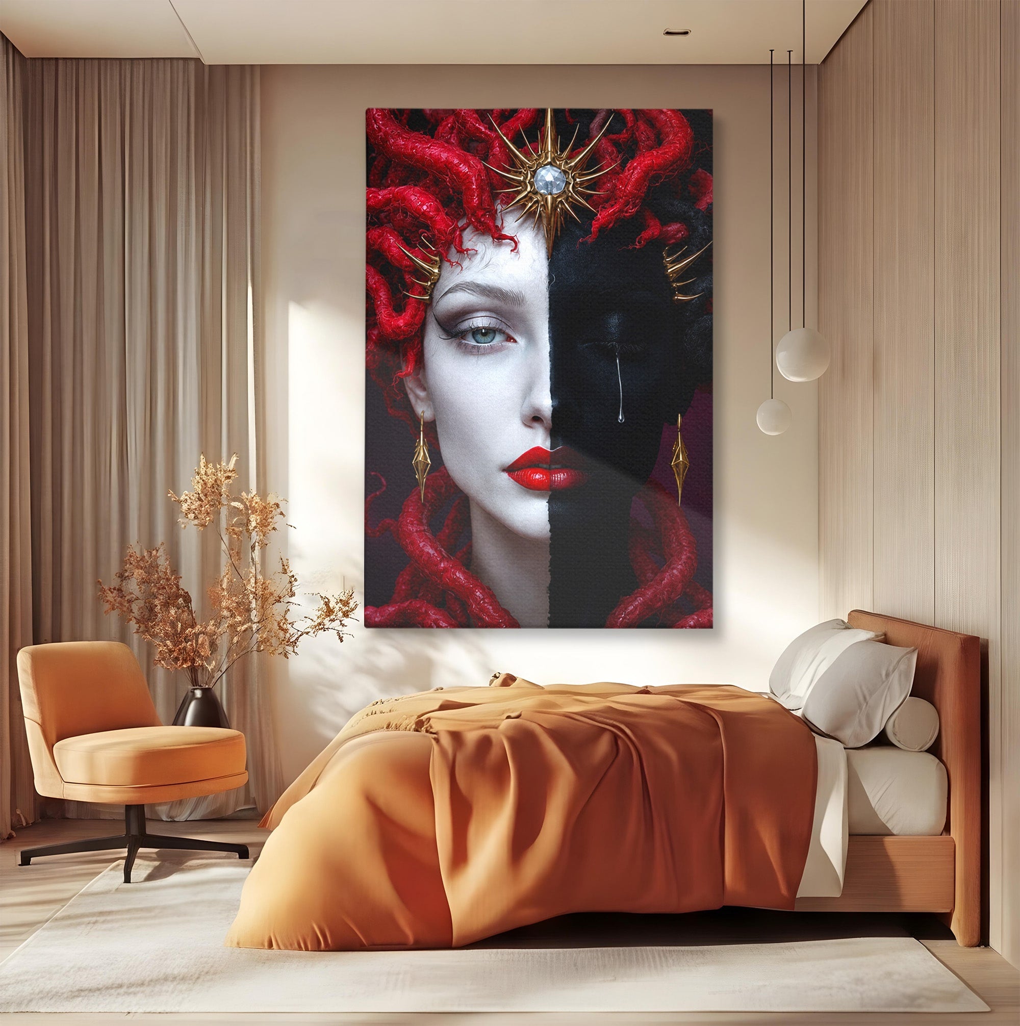 Tablou Canvas Premium LuxCanva® G1274, Portret Dualist, Portret, Dualitate, Arta, Dormitor, Contrast, Culori Vibrante