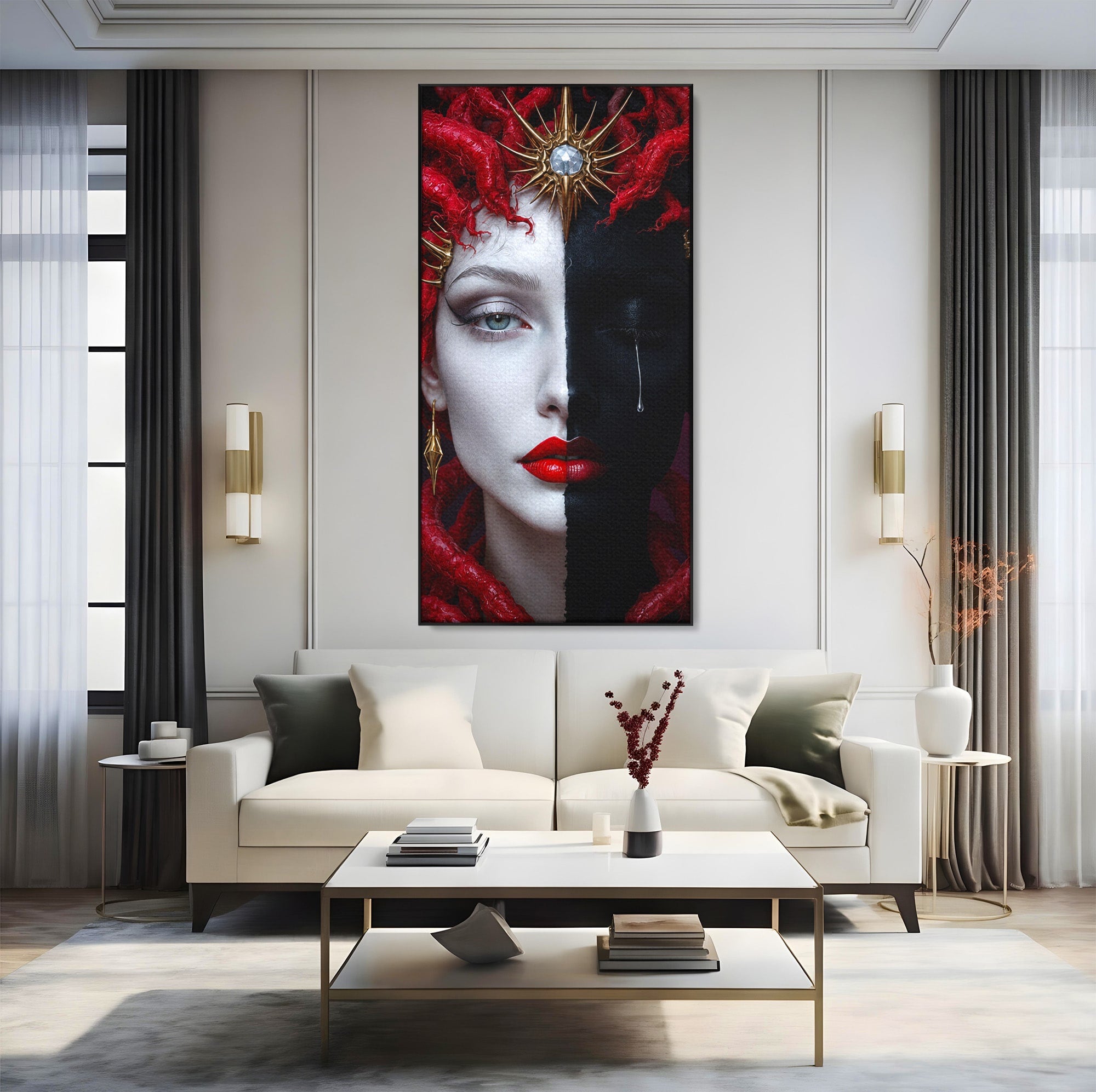 Tablou Canvas Premium LuxCanva® G1274, Portret Dualist, Portret, Dualitate, Arta, Dormitor, Contrast, Culori Vibrante