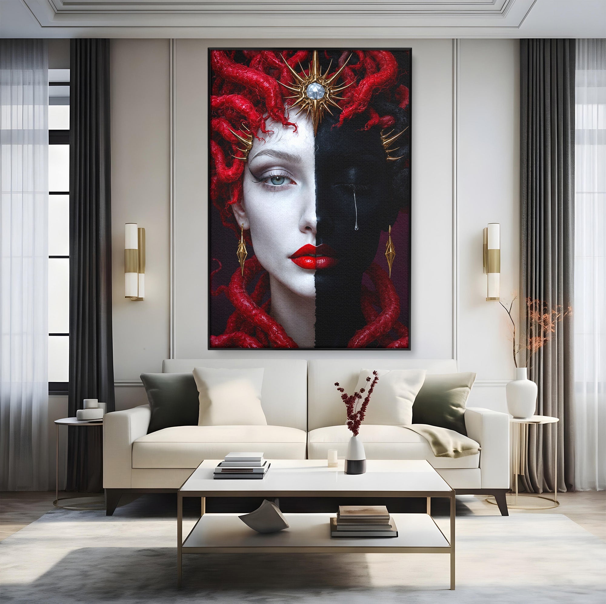 Tablou Canvas Premium LuxCanva® G1274, Portret Dualist, Portret, Dualitate, Arta, Dormitor, Contrast, Culori Vibrante
