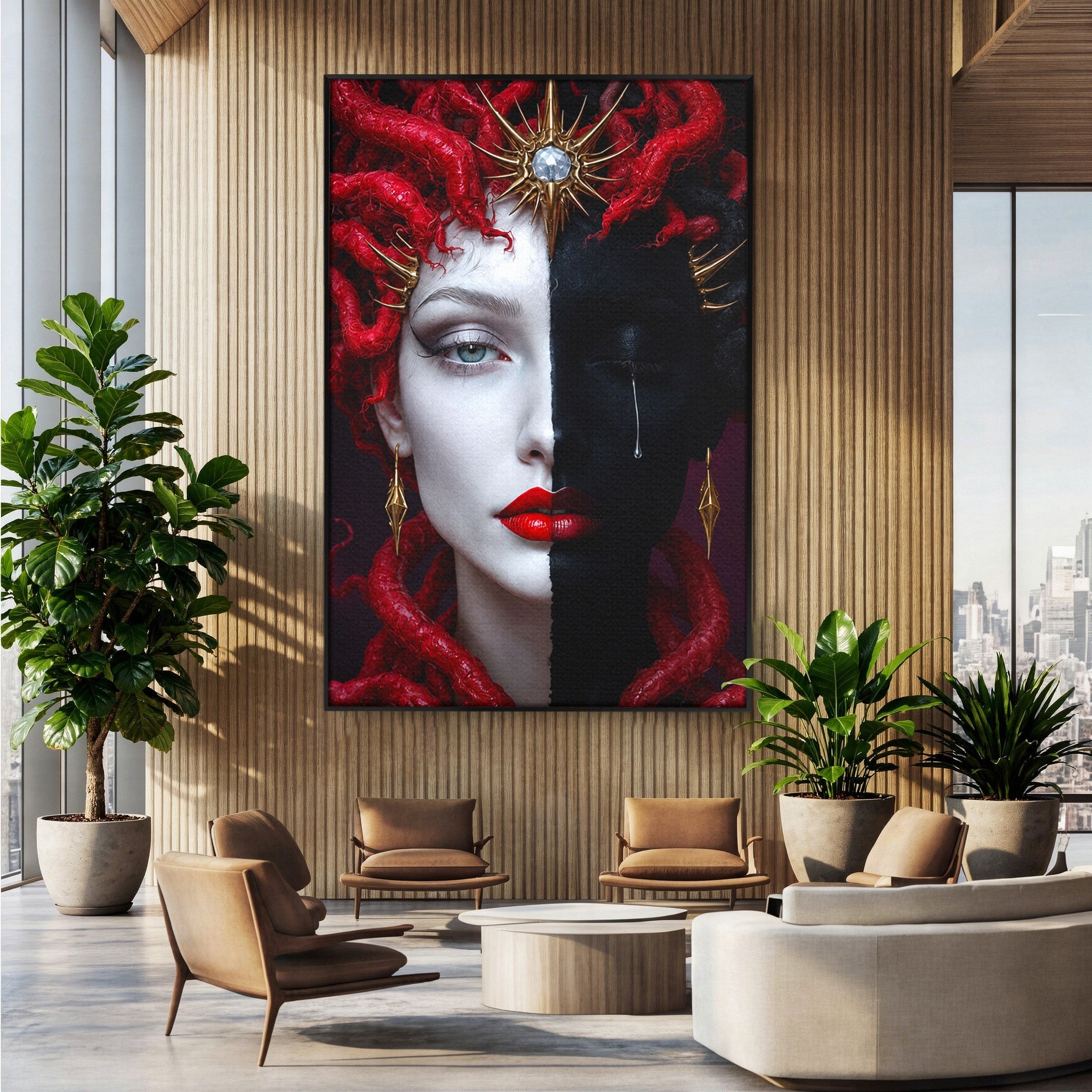Tablou Canvas Premium LuxCanva® G1274, Portret Dualist, Portret, Dualitate, Arta, Dormitor, Contrast, Culori Vibrante