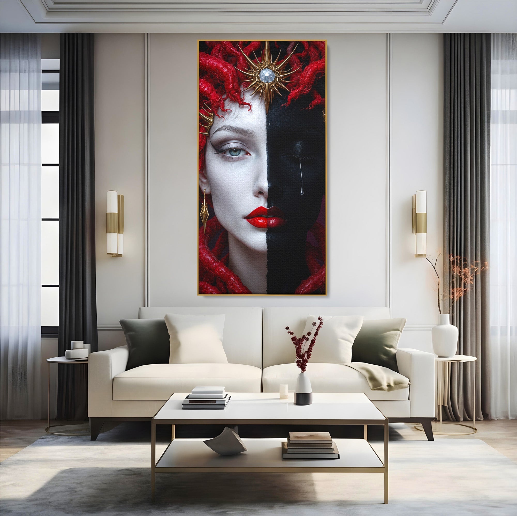 Tablou Canvas Premium LuxCanva® G1274, Portret Dualist, Portret, Dualitate, Arta, Dormitor, Contrast, Culori Vibrante