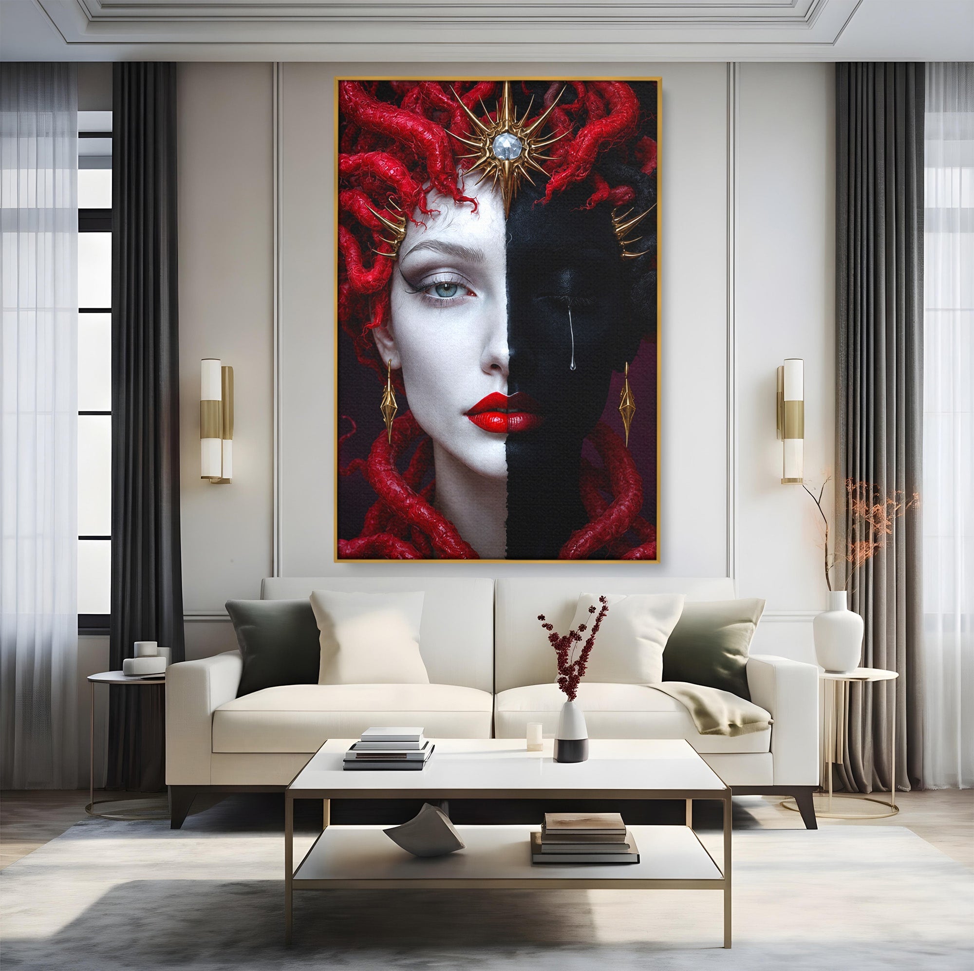 Tablou Canvas Premium LuxCanva® G1274, Portret Dualist, Portret, Dualitate, Arta, Dormitor, Contrast, Culori Vibrante
