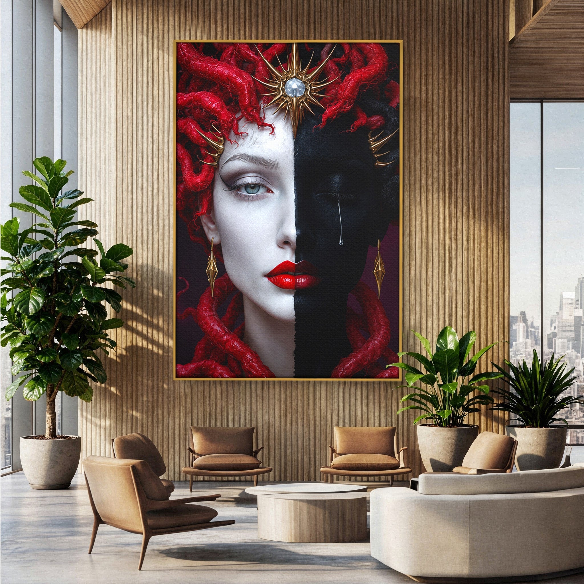 Tablou Canvas Premium LuxCanva® G1274, Portret Dualist, Portret, Dualitate, Arta, Dormitor, Contrast, Culori Vibrante
