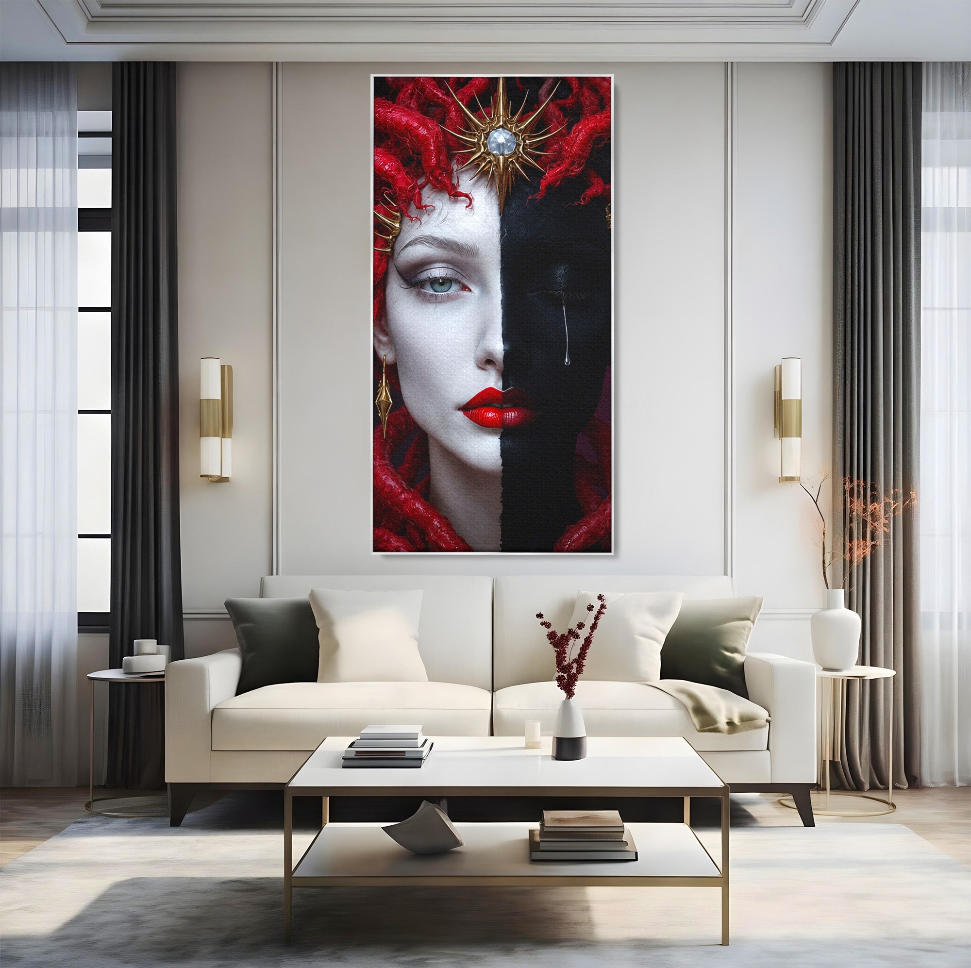 Tablou Canvas Premium LuxCanva® G1274, Portret Dualist, Portret, Dualitate, Arta, Dormitor, Contrast, Culori Vibrante
