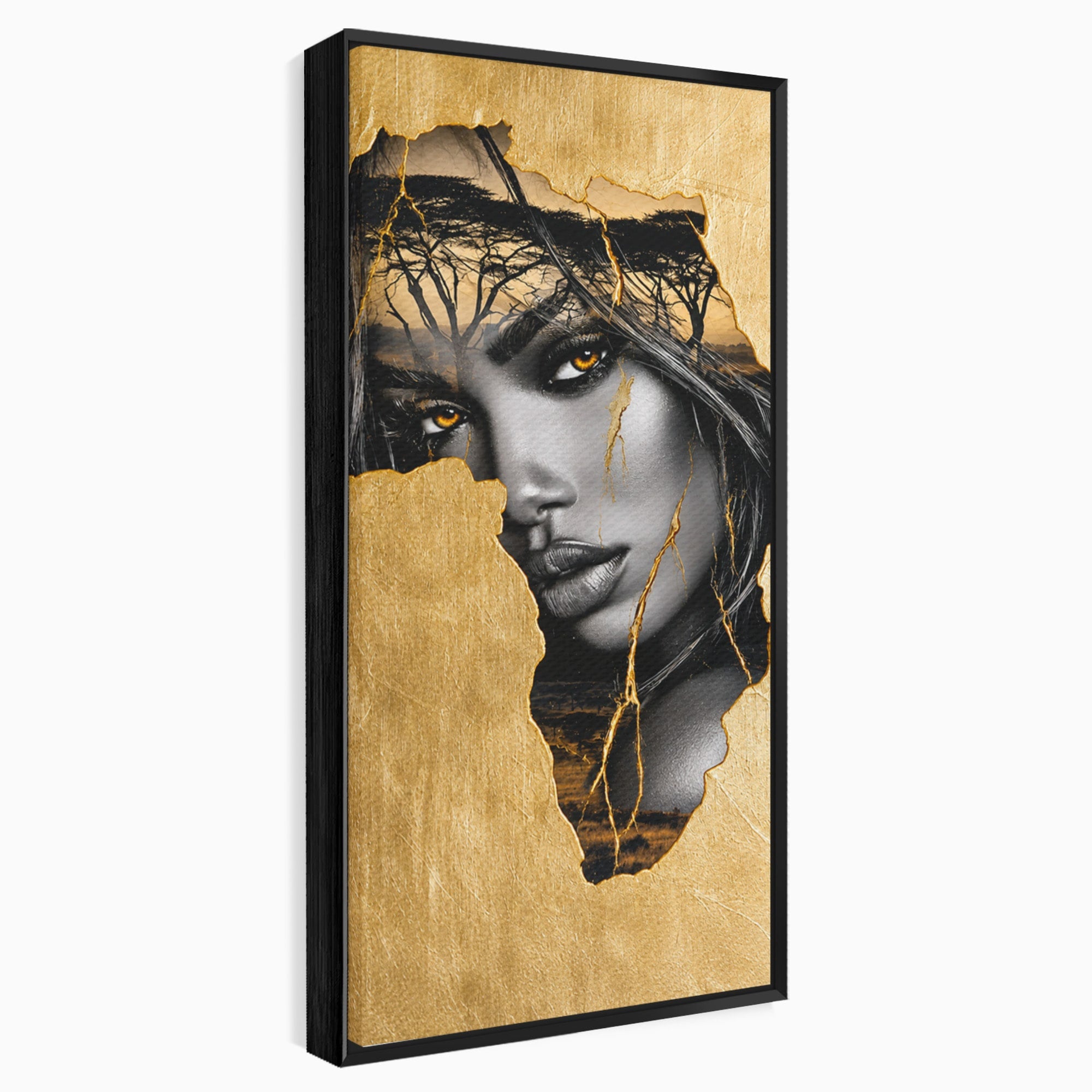 Tablou Canvas Premium LuxCanva® G1275, Silhouette Africa, Africa, Portret, Harta, Eleganta, Dormitor, Culori Vibrante