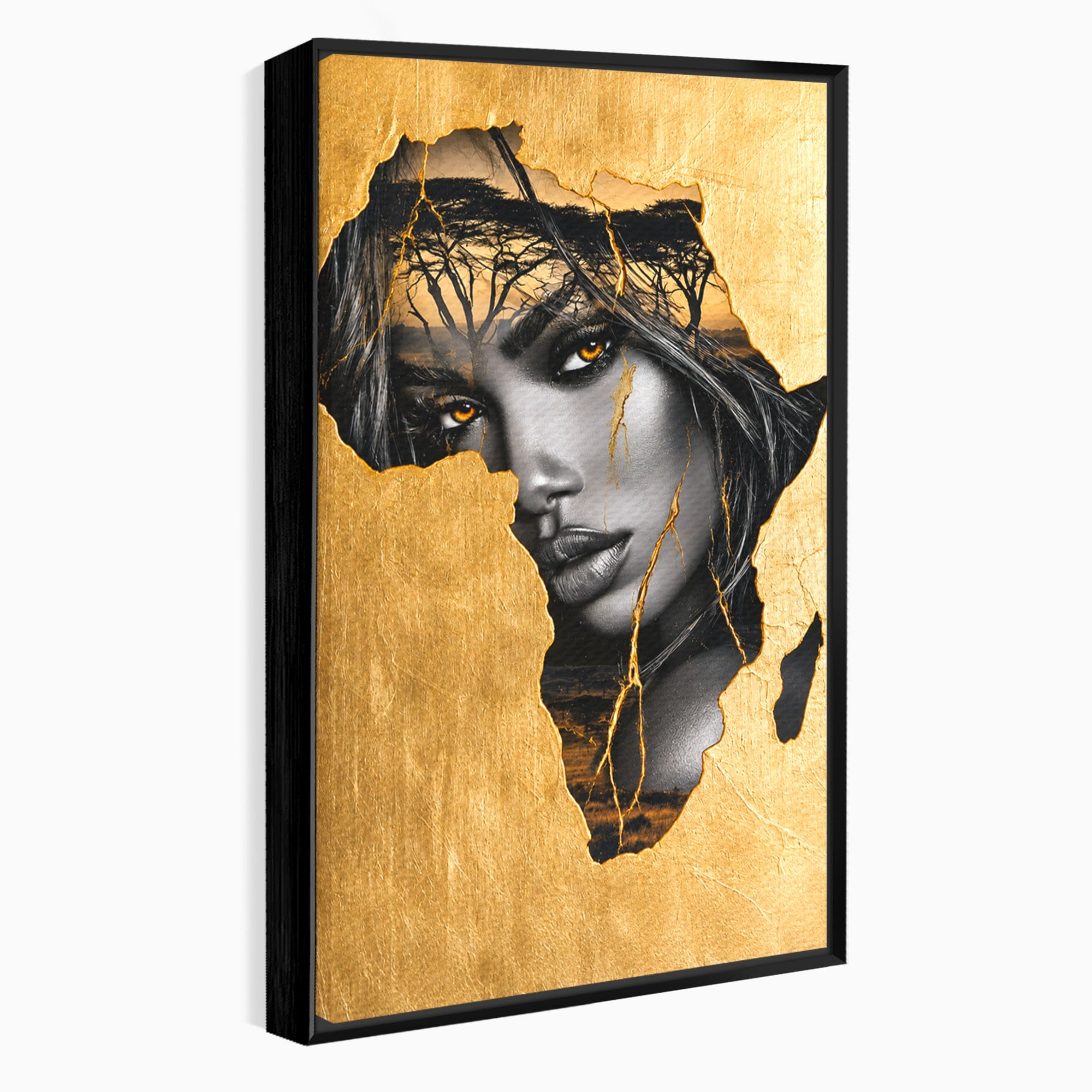 Tablou Canvas Premium LuxCanva® G1275, Silhouette Africa, Africa, Portret, Harta, Eleganta, Dormitor, Culori Vibrante