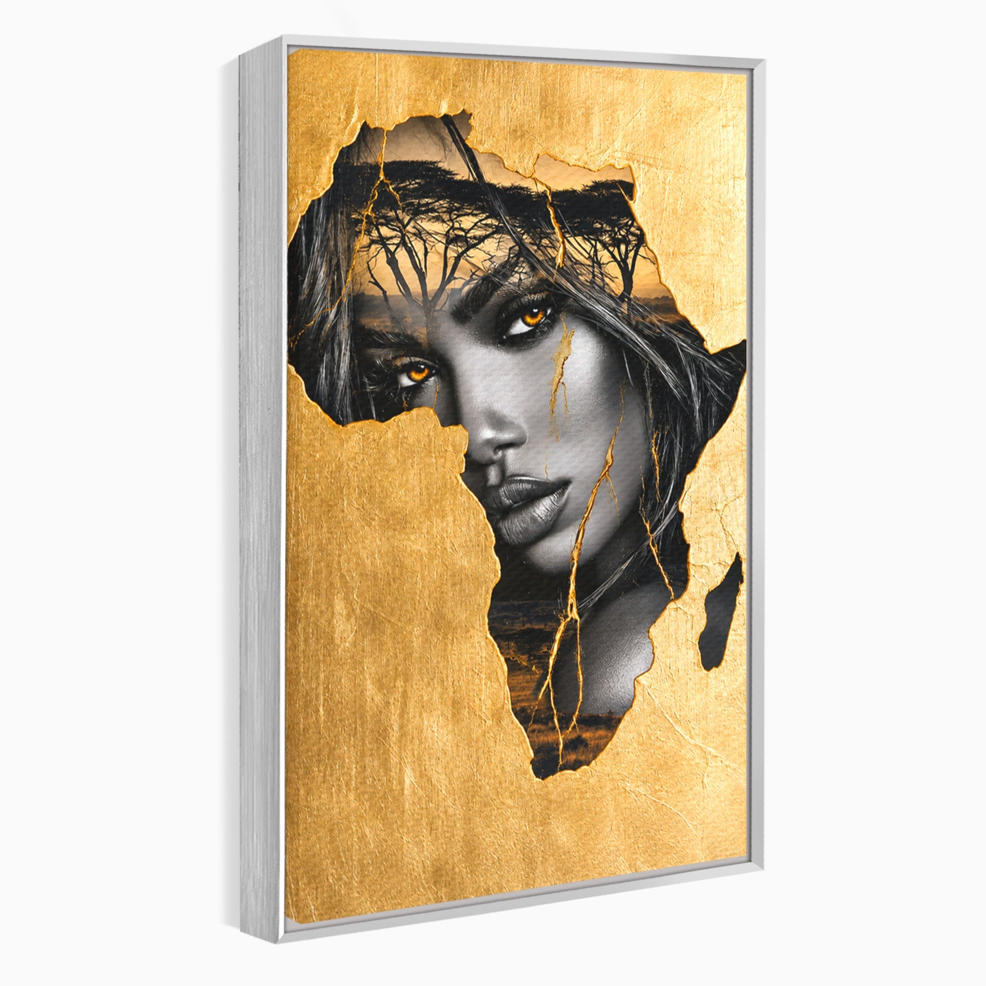 Tablou Canvas Premium LuxCanva® G1275, Silhouette Africa, Africa, Portret, Harta, Eleganta, Dormitor, Culori Vibrante