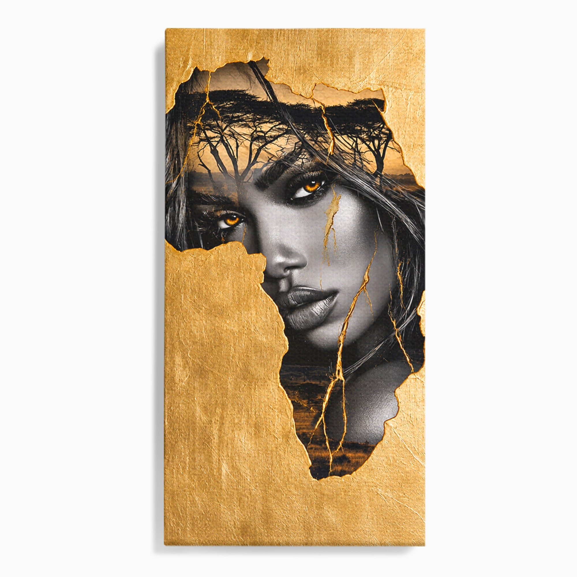 Tablou Canvas Premium LuxCanva® G1275, Silhouette Africa, Africa, Portret, Harta, Eleganta, Dormitor, Culori Vibrante