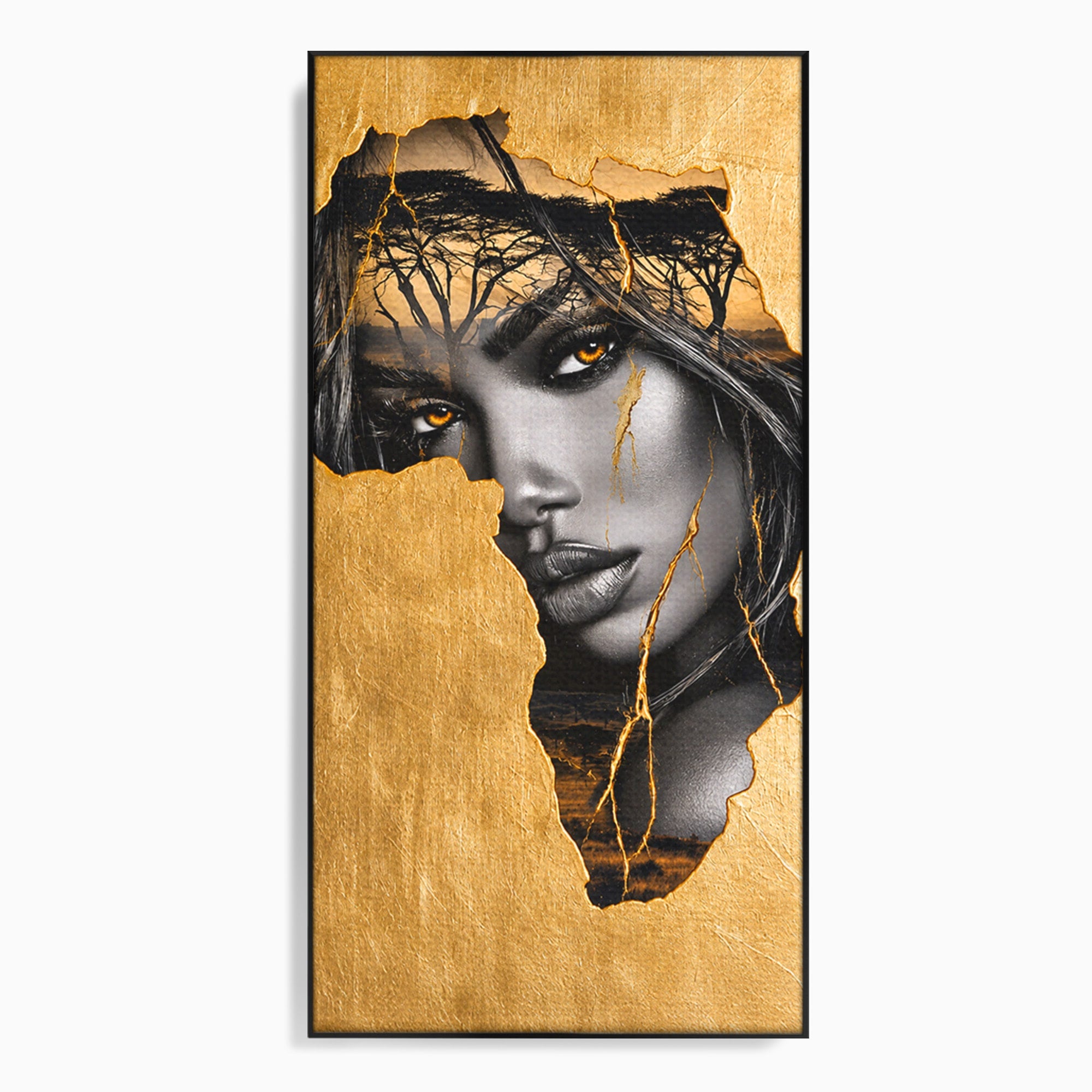 Tablou Canvas Premium LuxCanva® G1275, Silhouette Africa, Africa, Portret, Harta, Eleganta, Dormitor, Culori Vibrante