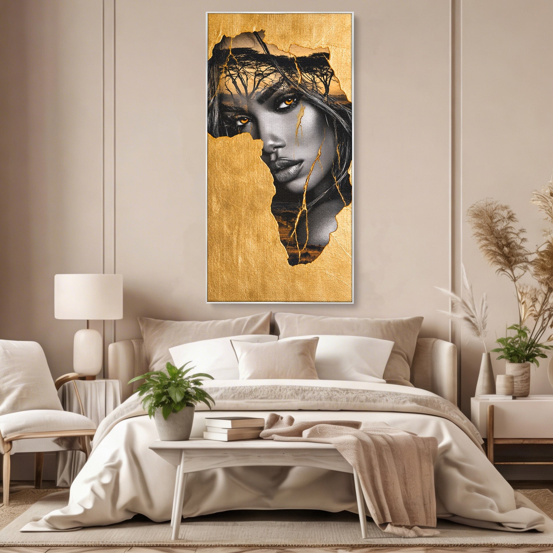 Tablou Canvas Premium LuxCanva® G1275, Silhouette Africa, Africa, Portret, Harta, Eleganta, Dormitor, Culori Vibrante