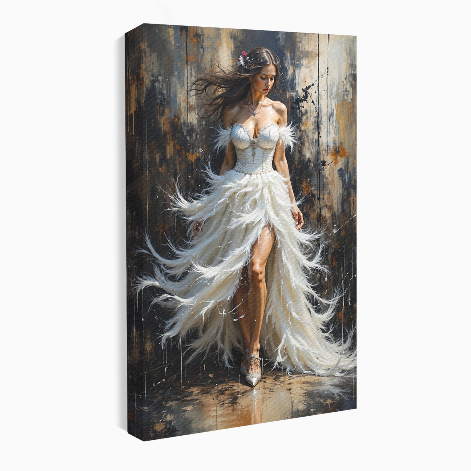 Tablou Canvas Premium LuxCanva® G1276, Regina Penelor, Regina, Pene, Eleganta, Fantezie, Dormitor, Culori Vibrante