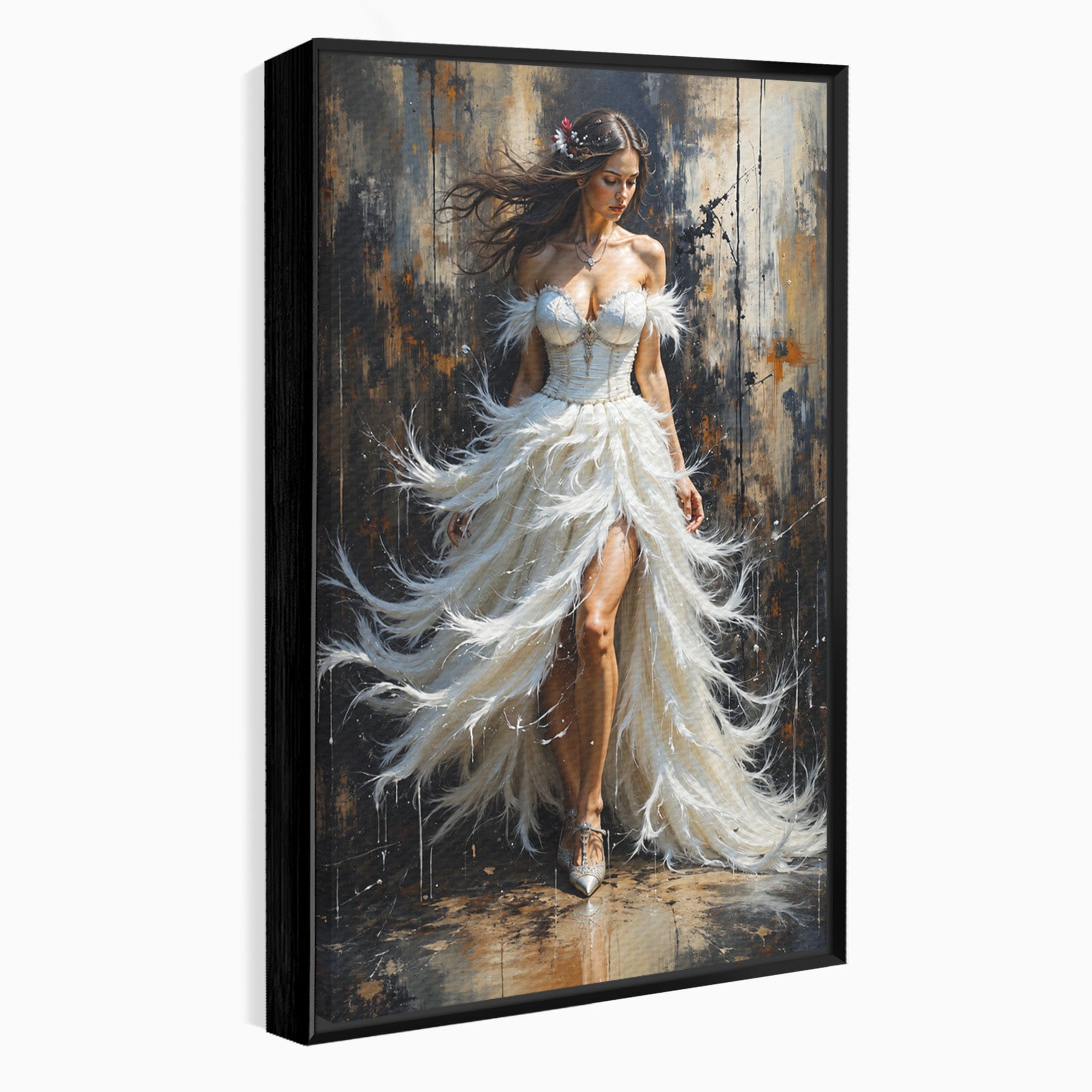 Tablou Canvas Premium LuxCanva® G1276, Regina Penelor, Regina, Pene, Eleganta, Fantezie, Dormitor, Culori Vibrante