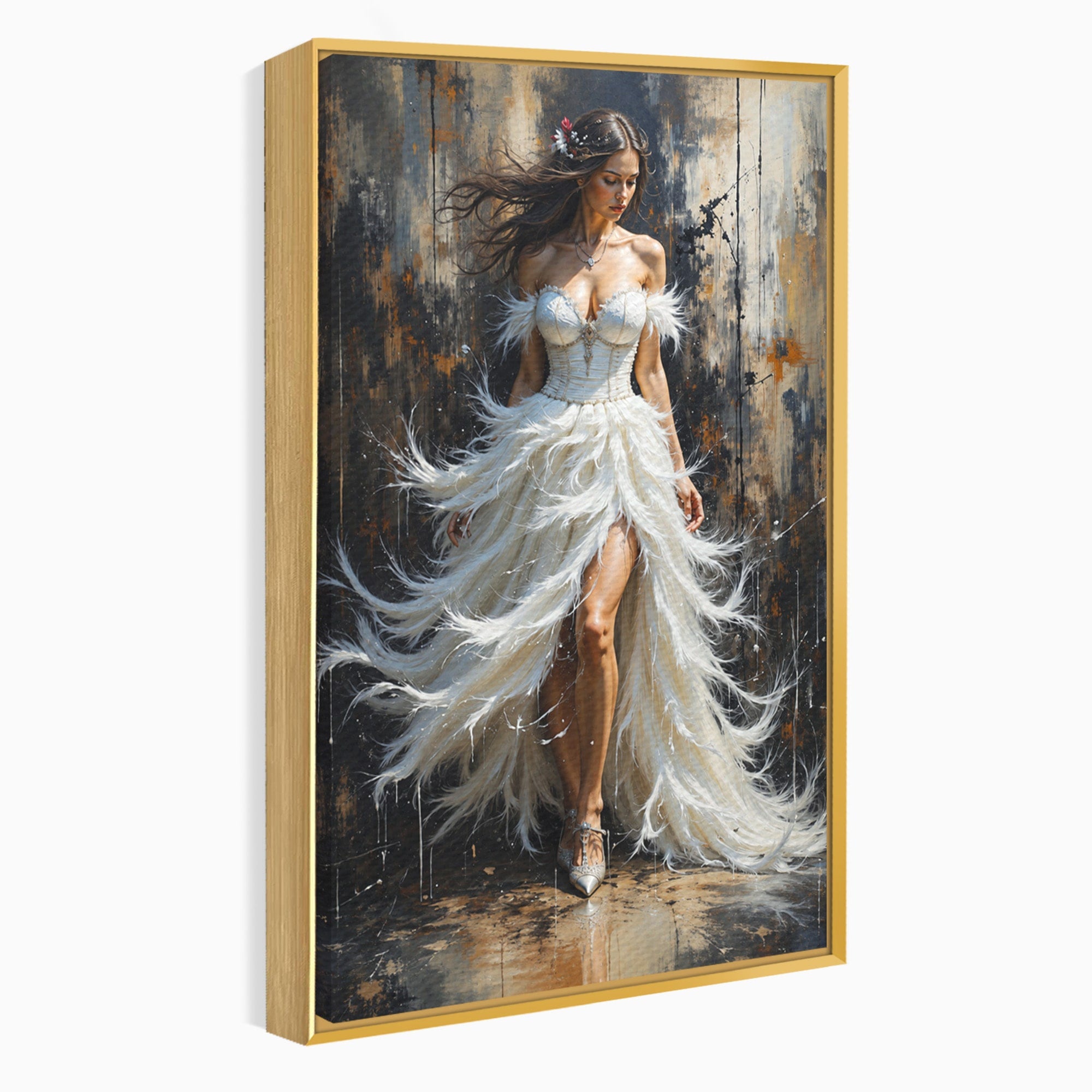 Tablou Canvas Premium LuxCanva® G1276, Regina Penelor, Regina, Pene, Eleganta, Fantezie, Dormitor, Culori Vibrante