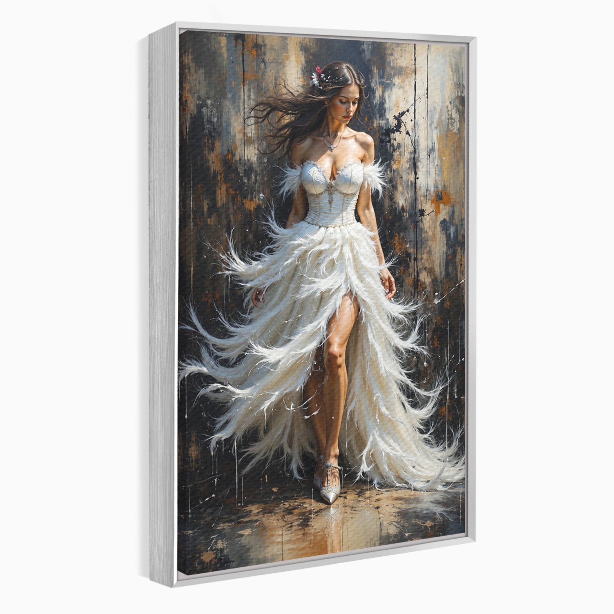 Tablou Canvas Premium LuxCanva® G1276, Regina Penelor, Regina, Pene, Eleganta, Fantezie, Dormitor, Culori Vibrante