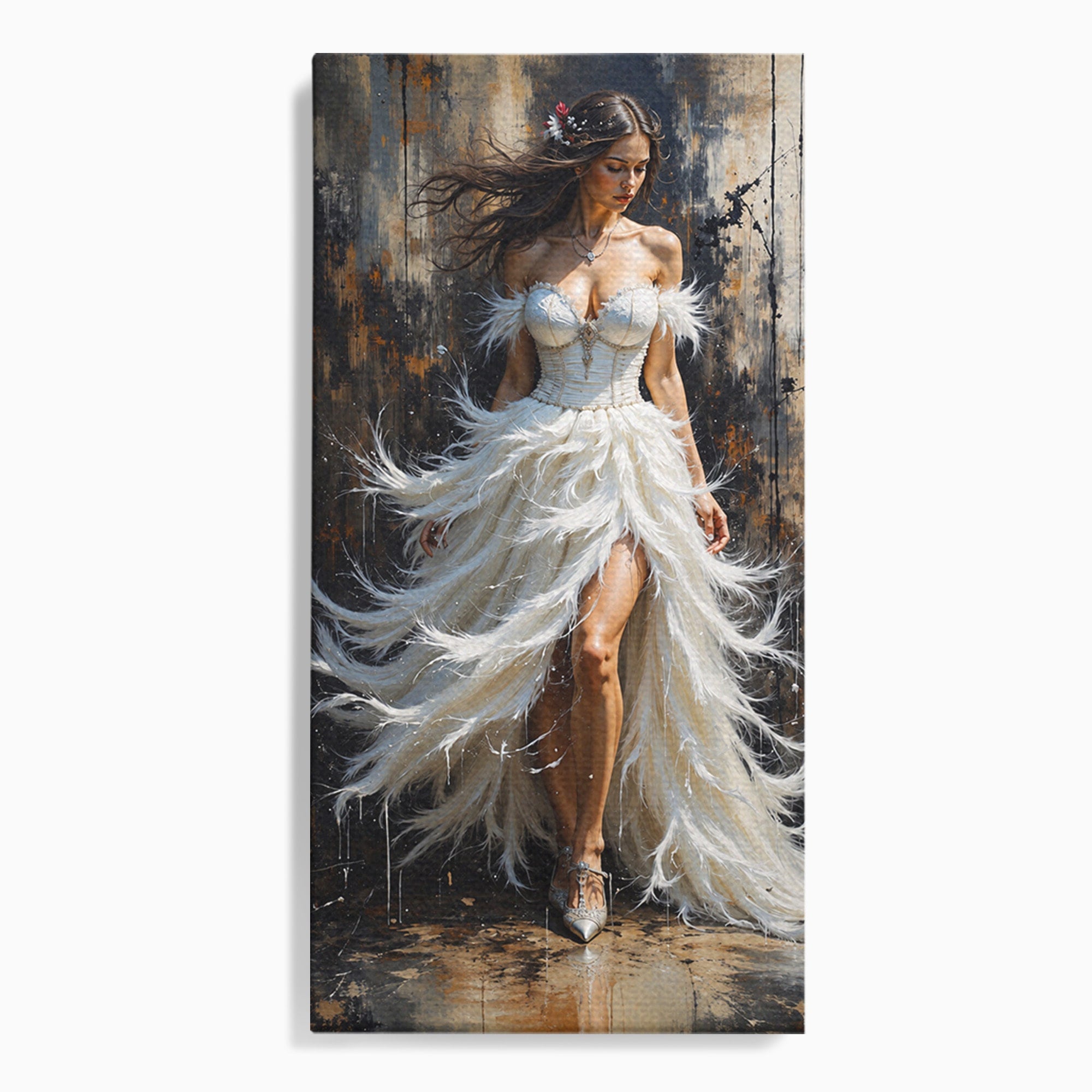 Tablou Canvas Premium LuxCanva® G1276, Regina Penelor, Regina, Pene, Eleganta, Fantezie, Dormitor, Culori Vibrante