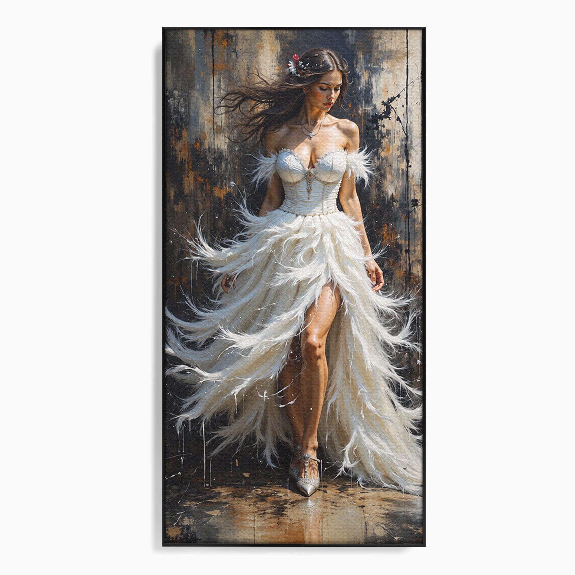 Tablou Canvas Premium LuxCanva® G1276, Regina Penelor, Regina, Pene, Eleganta, Fantezie, Dormitor, Culori Vibrante