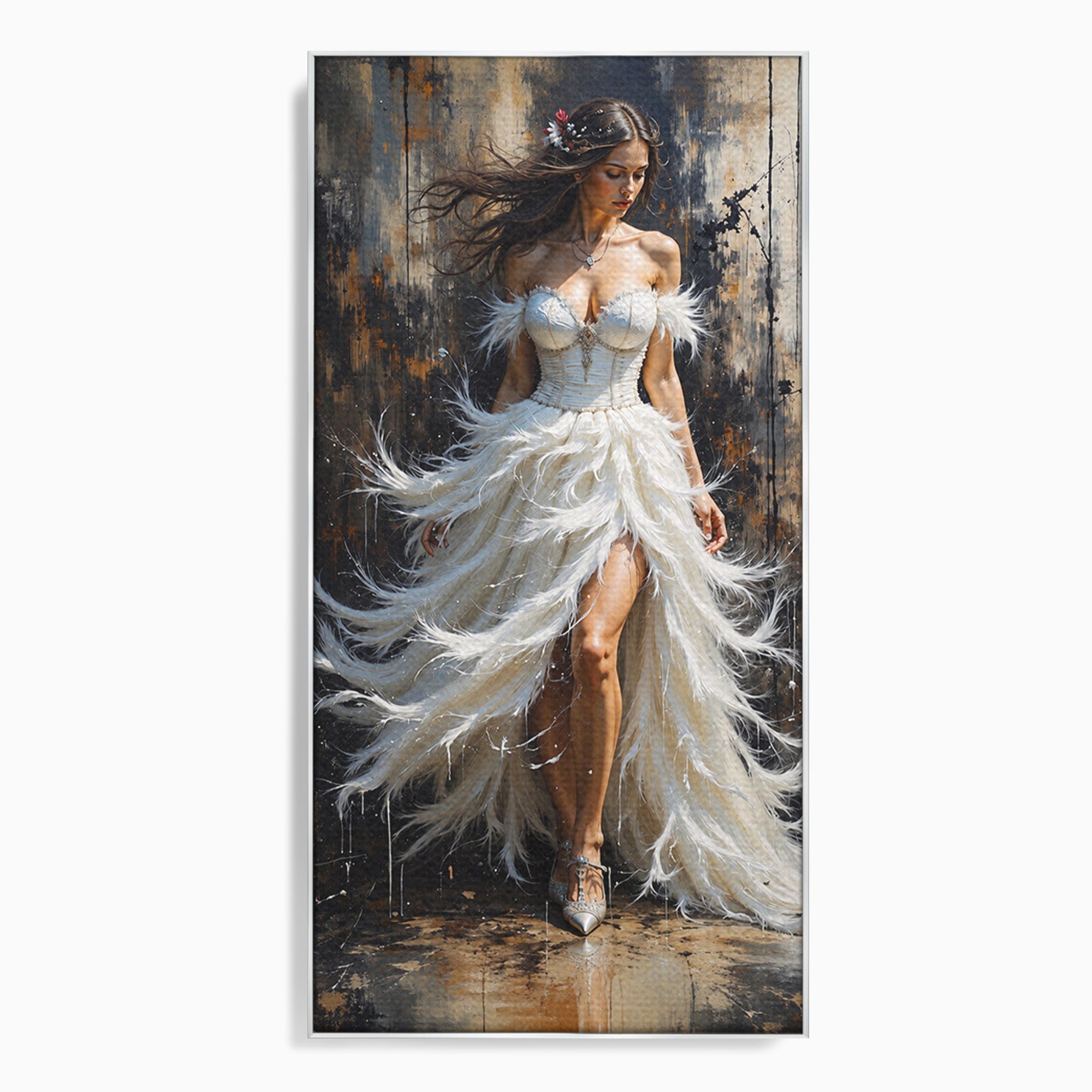 Tablou Canvas Premium LuxCanva® G1276, Regina Penelor, Regina, Pene, Eleganta, Fantezie, Dormitor, Culori Vibrante