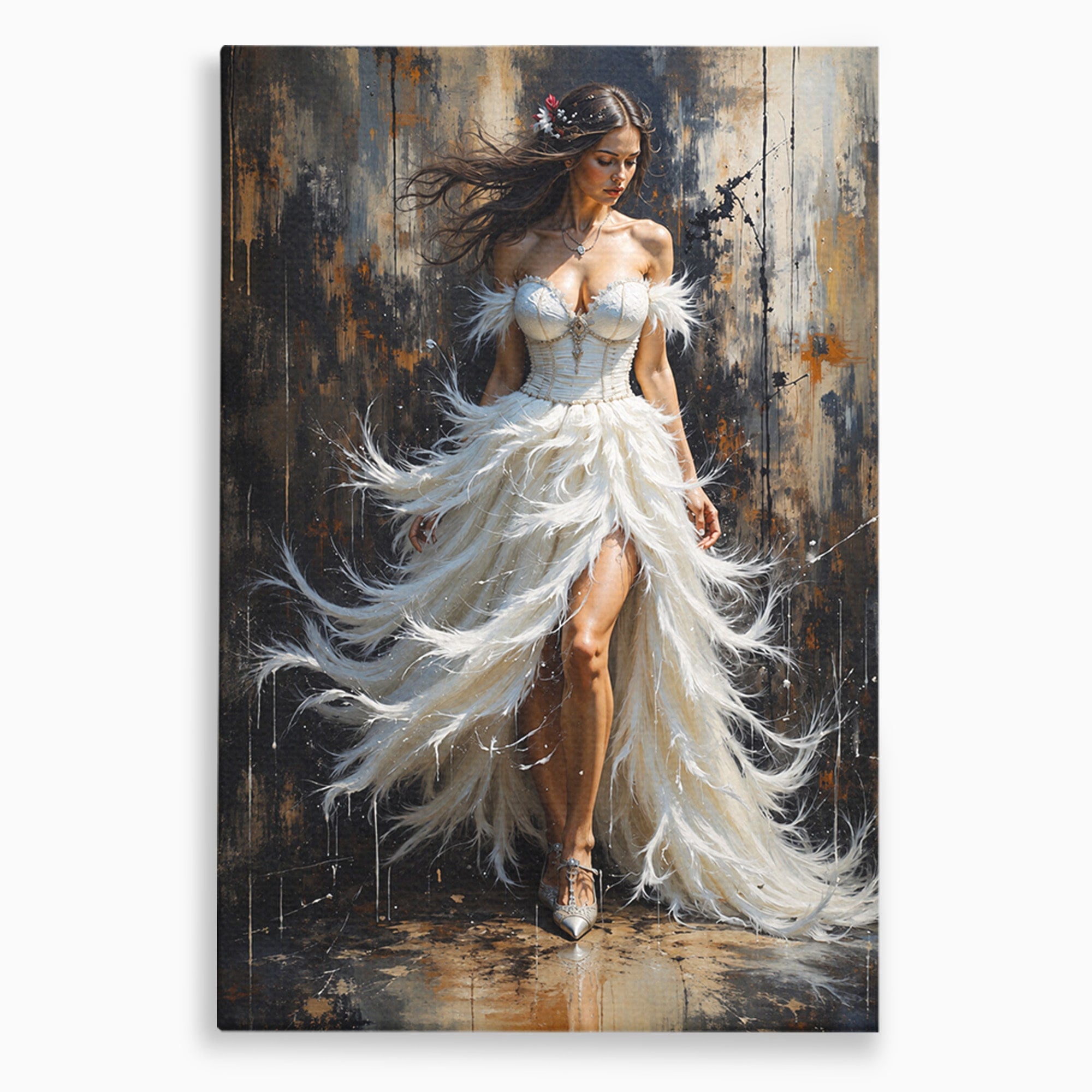 Tablou Canvas Premium LuxCanva® G1276, Regina Penelor, Regina, Pene, Eleganta, Fantezie, Dormitor, Culori Vibrante