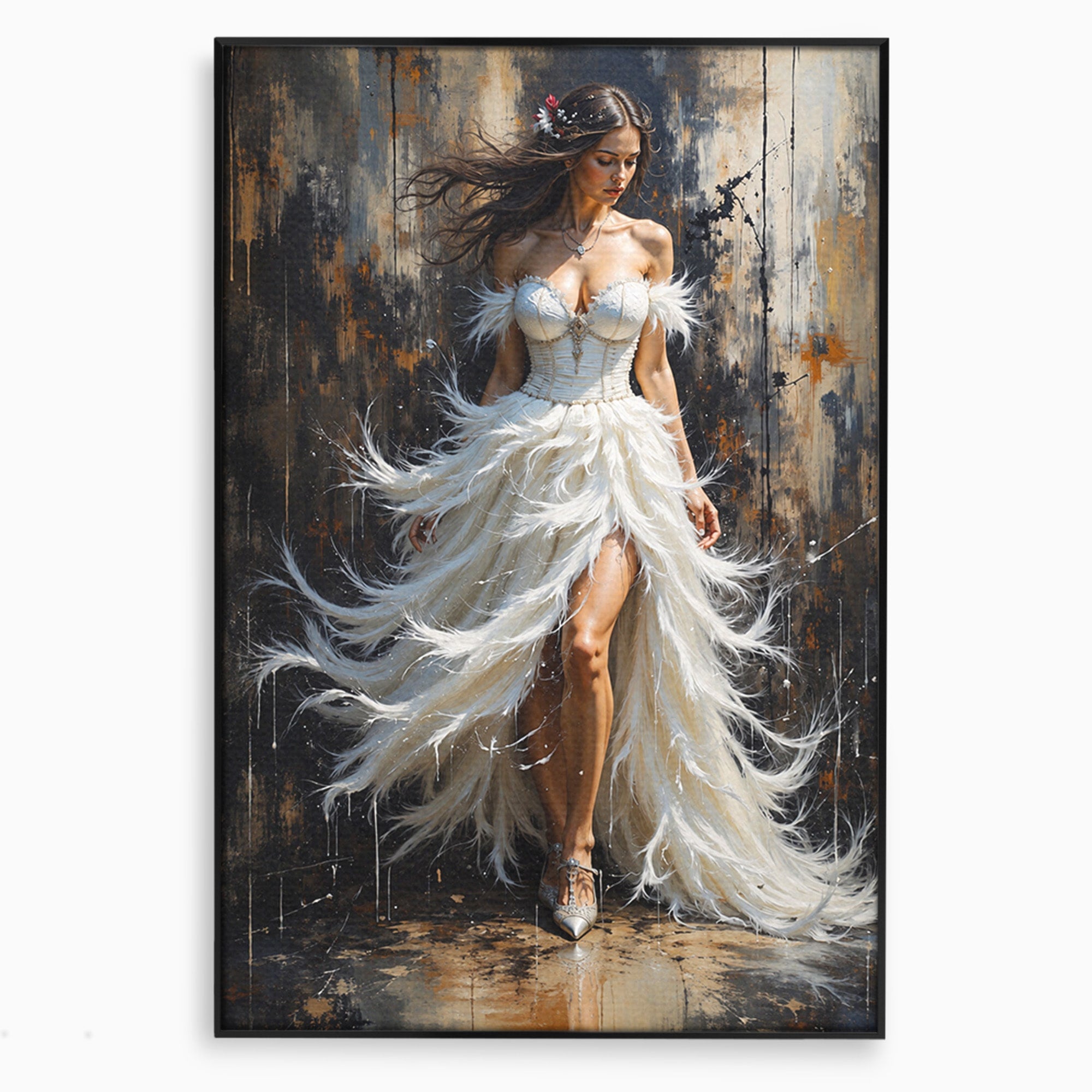 Tablou Canvas Premium LuxCanva® G1276, Regina Penelor, Regina, Pene, Eleganta, Fantezie, Dormitor, Culori Vibrante