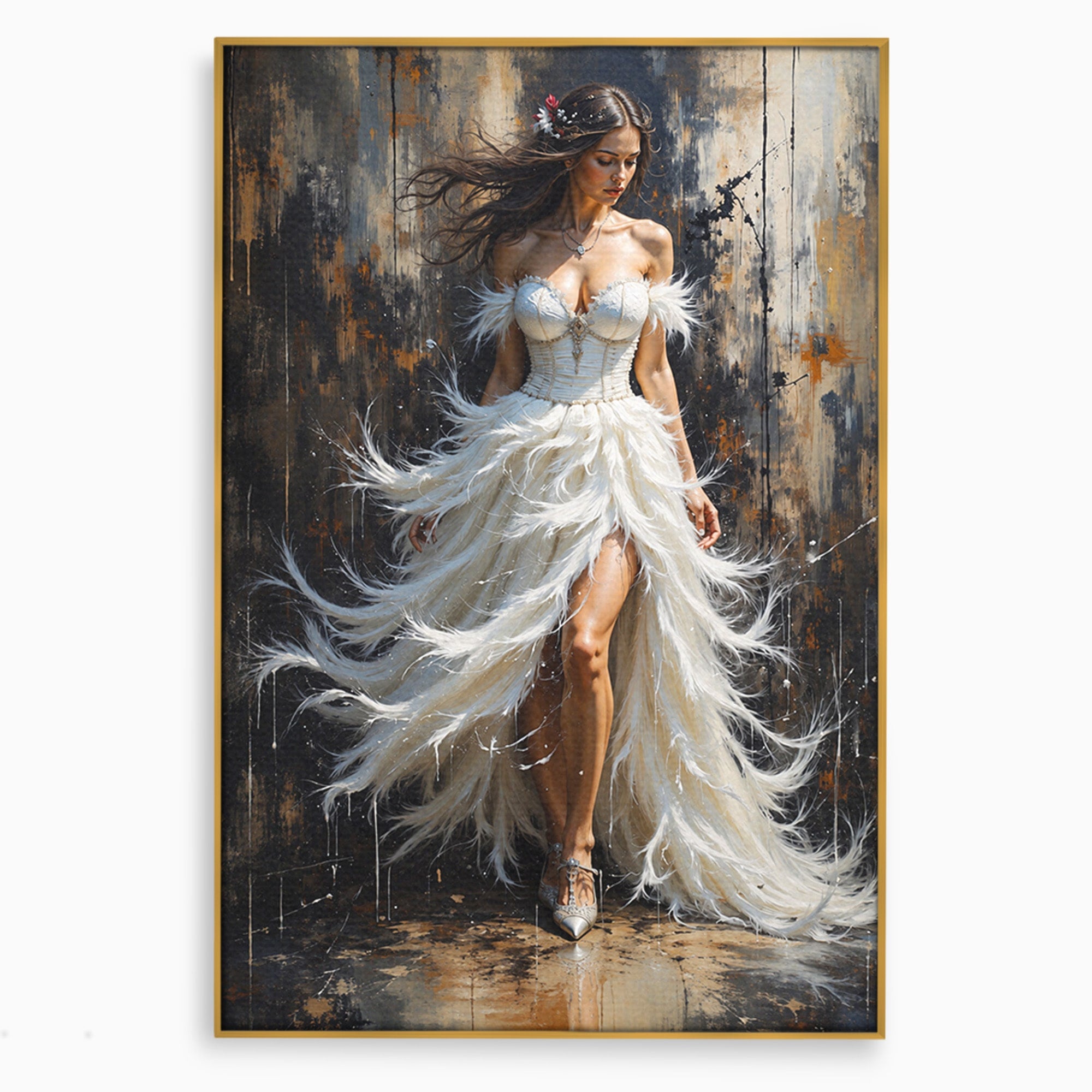 Tablou Canvas Premium LuxCanva® G1276, Regina Penelor, Regina, Pene, Eleganta, Fantezie, Dormitor, Culori Vibrante