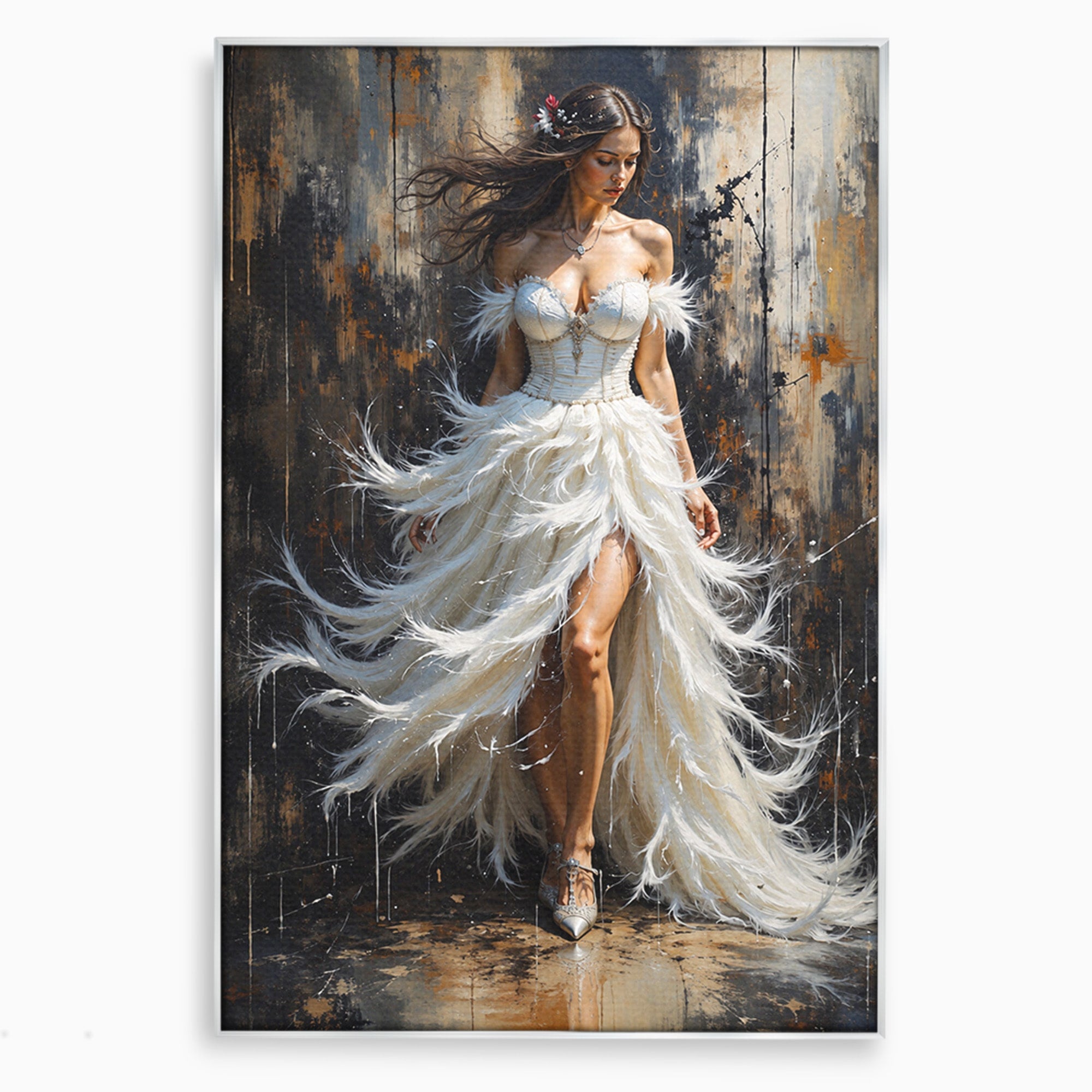 Tablou Canvas Premium LuxCanva® G1276, Regina Penelor, Regina, Pene, Eleganta, Fantezie, Dormitor, Culori Vibrante