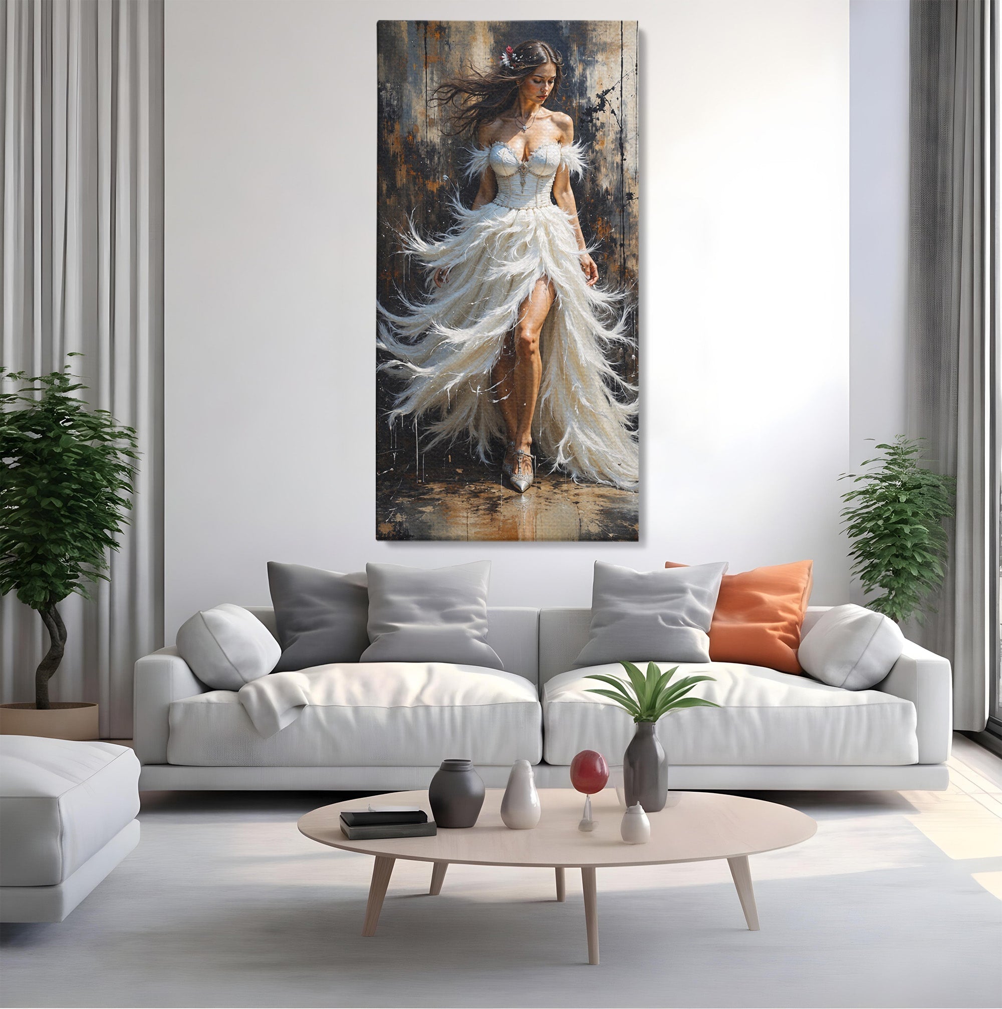 Tablou Canvas Premium LuxCanva® G1276, Regina Penelor, Regina, Pene, Eleganta, Fantezie, Dormitor, Culori Vibrante