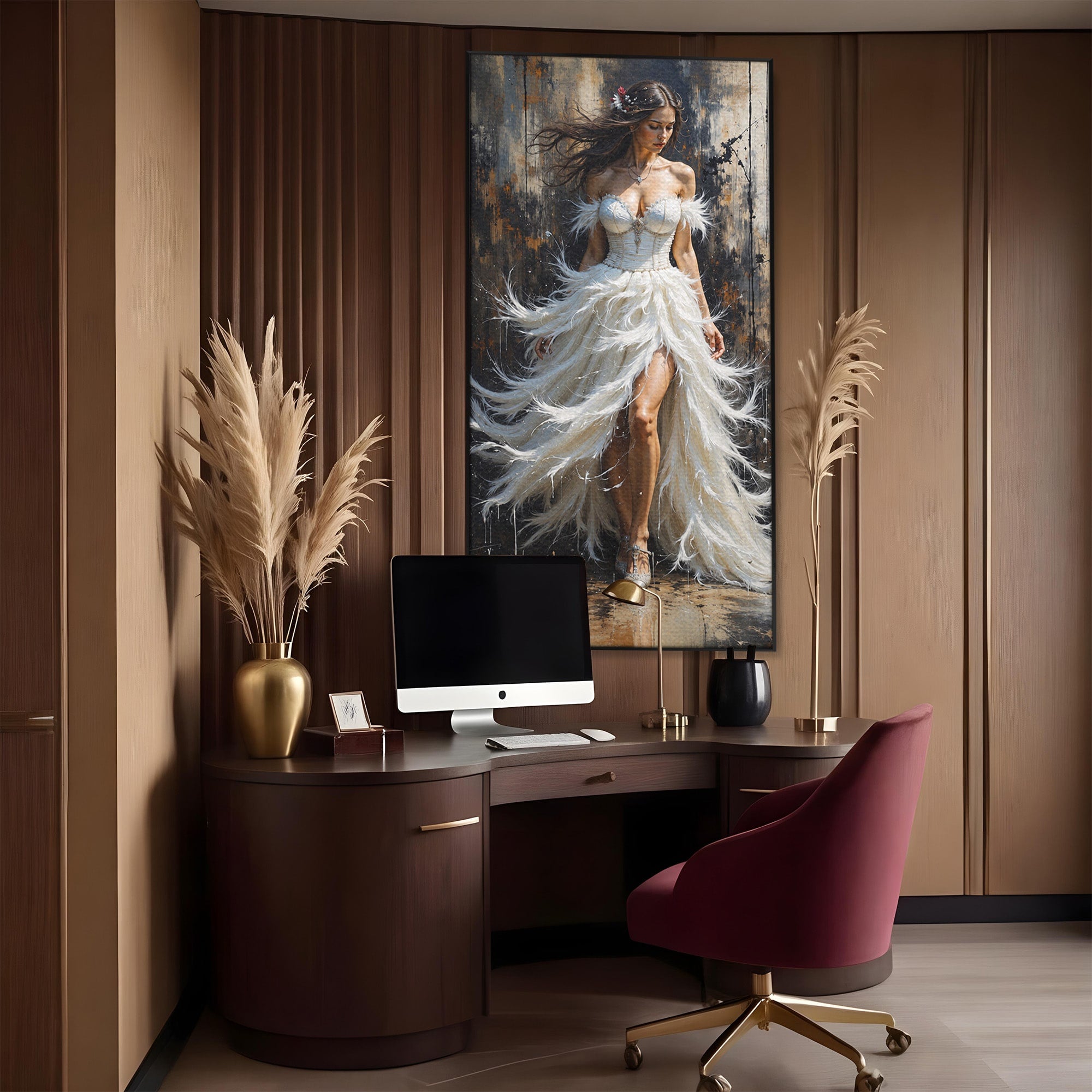 Tablou Canvas Premium LuxCanva® G1276, Regina Penelor, Regina, Pene, Eleganta, Fantezie, Dormitor, Culori Vibrante