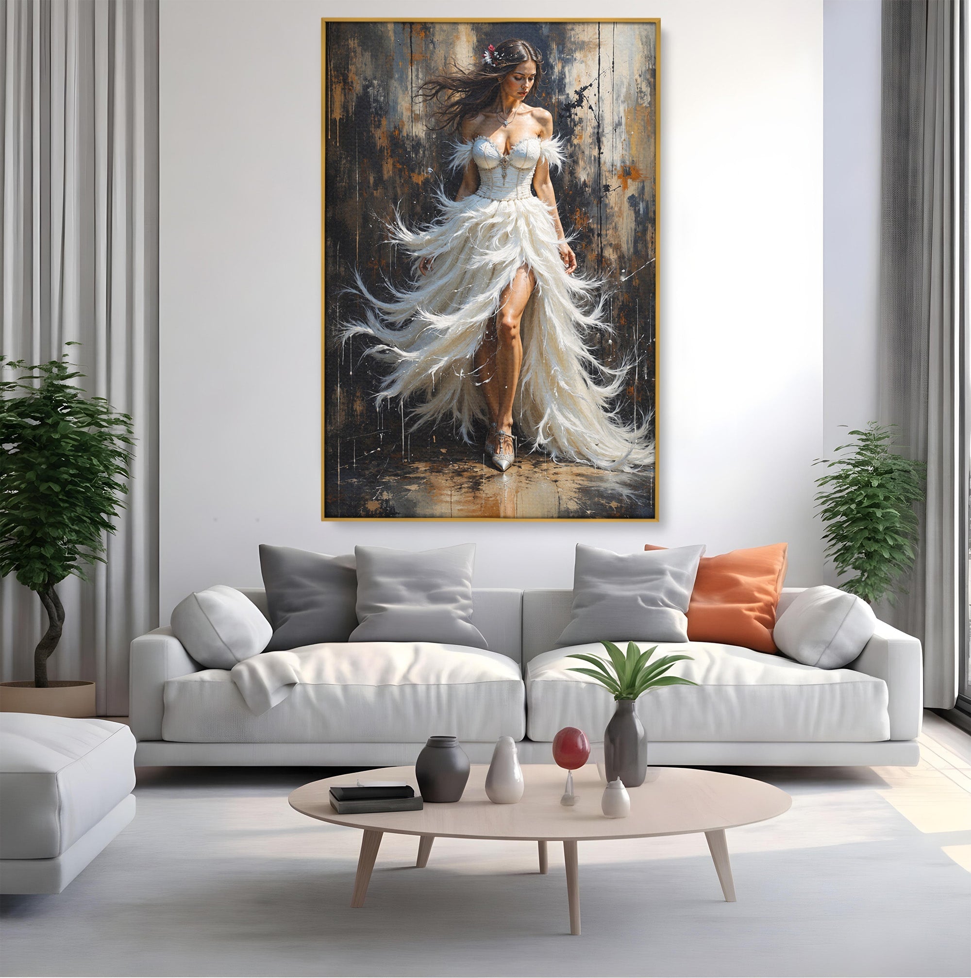 Tablou Canvas Premium LuxCanva® G1276, Regina Penelor, Regina, Pene, Eleganta, Fantezie, Dormitor, Culori Vibrante