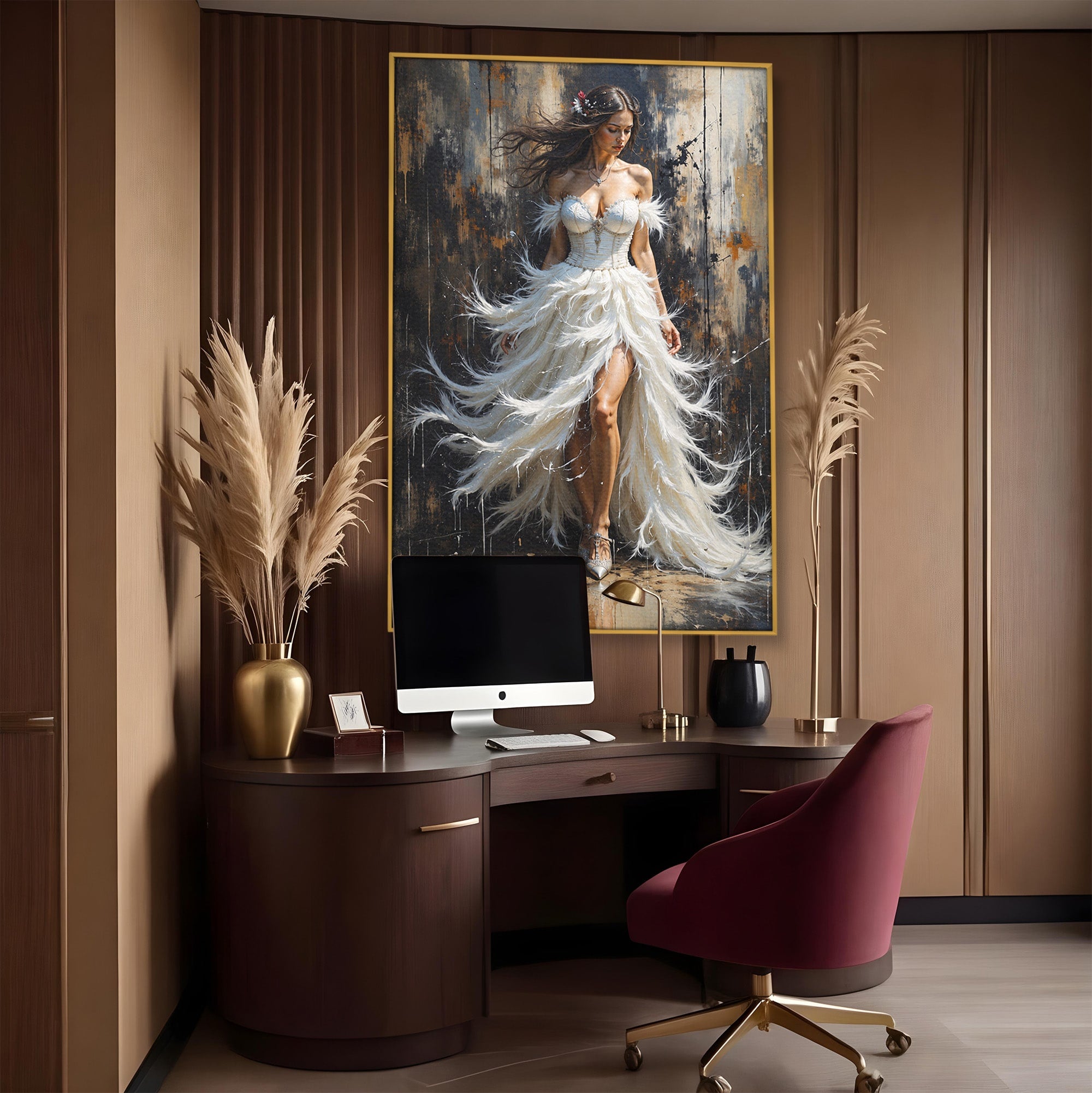 Tablou Canvas Premium LuxCanva® G1276, Regina Penelor, Regina, Pene, Eleganta, Fantezie, Dormitor, Culori Vibrante