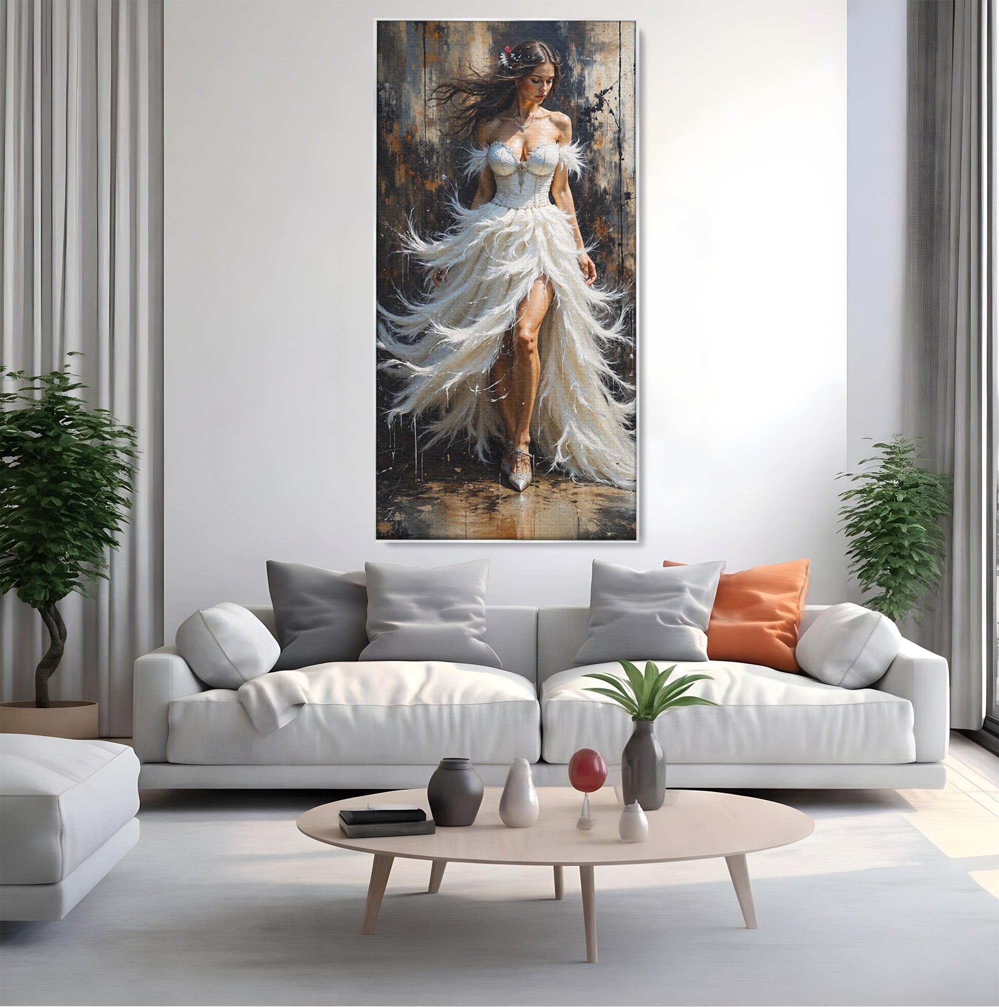 Tablou Canvas Premium LuxCanva® G1276, Regina Penelor, Regina, Pene, Eleganta, Fantezie, Dormitor, Culori Vibrante