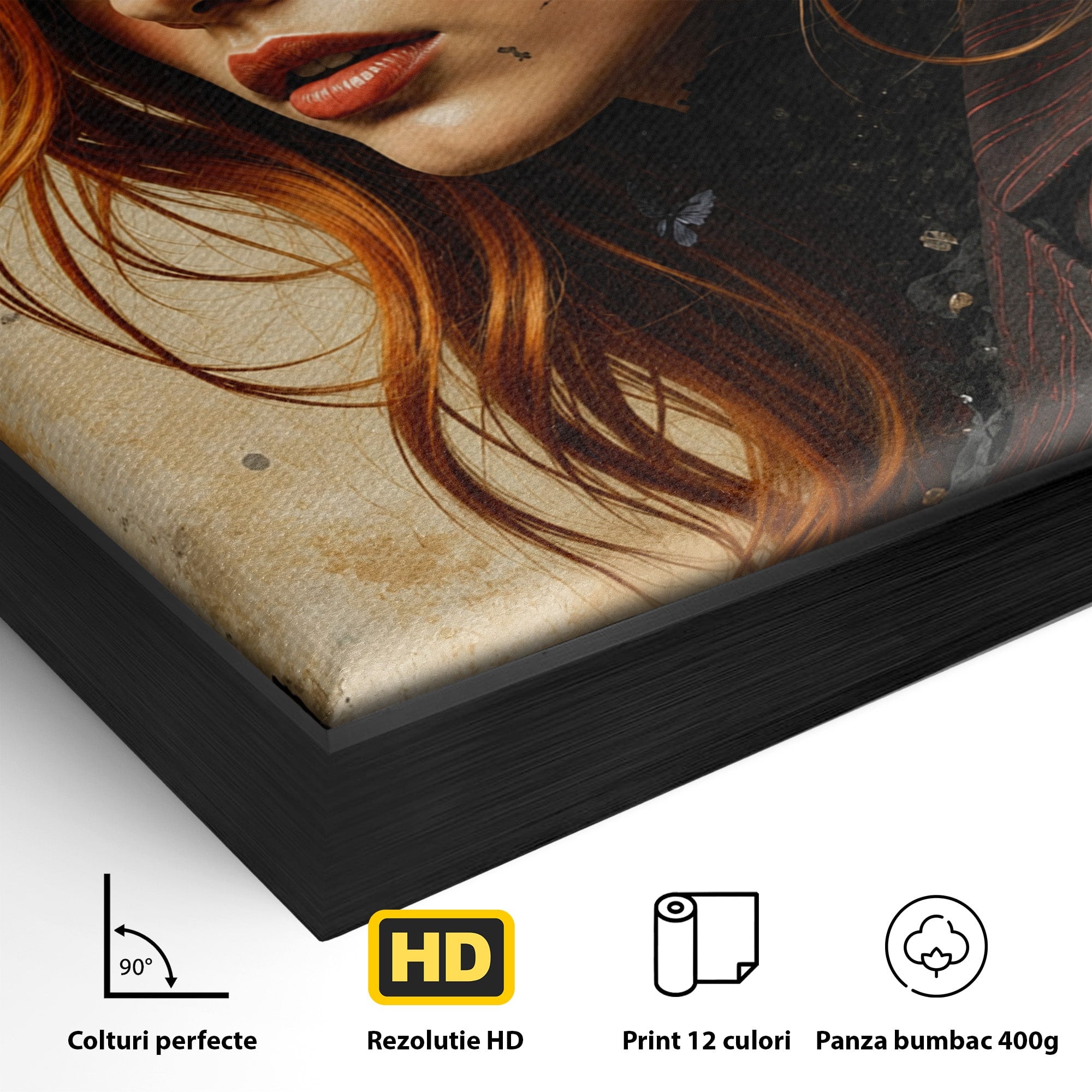 Tablou Canvas Premium LuxCanva® G1277, Portretul Femeii Cu Flori, Portret, Femeie, Flori, Arta, Dormitor, Culori Vibrante