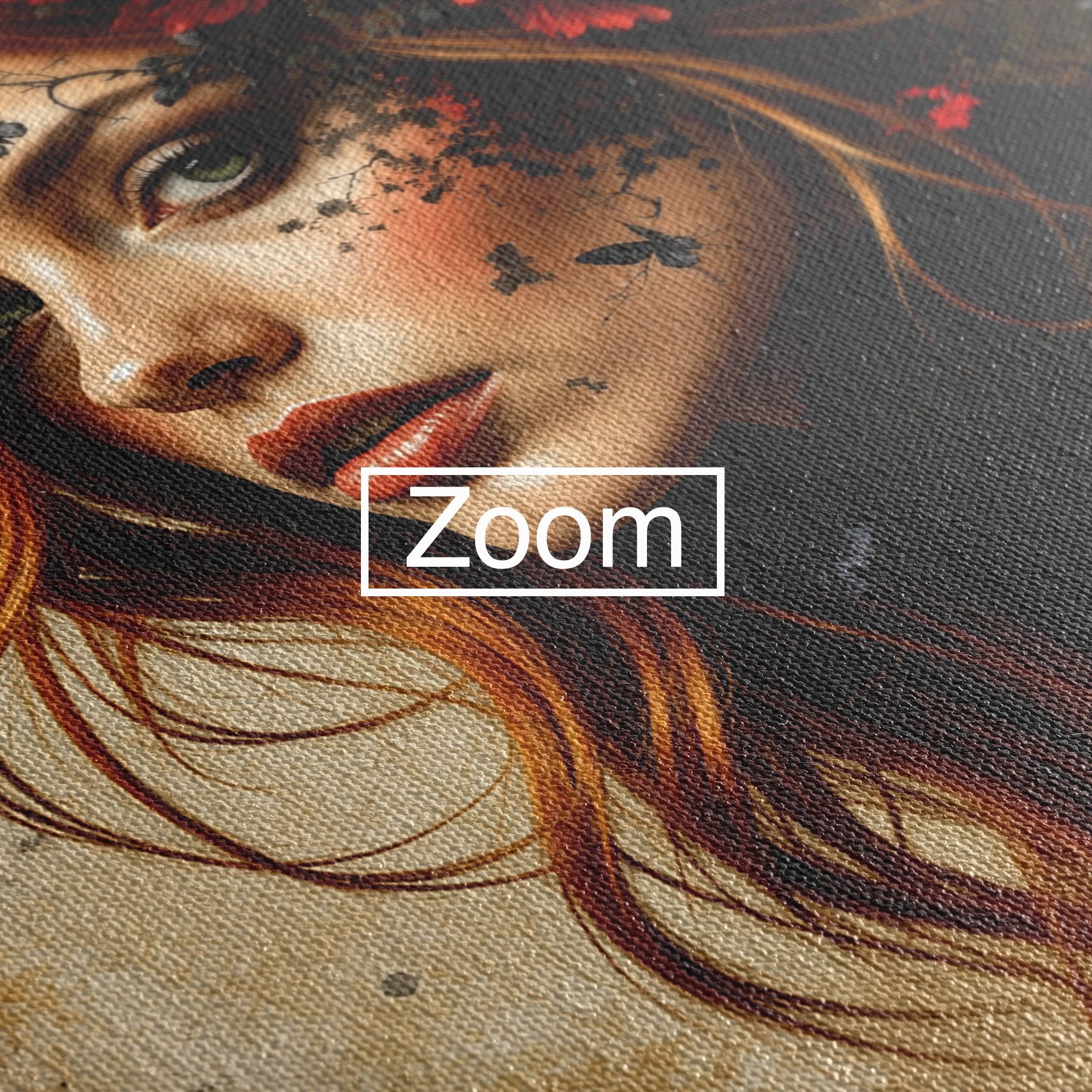 Tablou Canvas Premium LuxCanva® G1277, Portretul Femeii Cu Flori, Portret, Femeie, Flori, Arta, Dormitor, Culori Vibrante