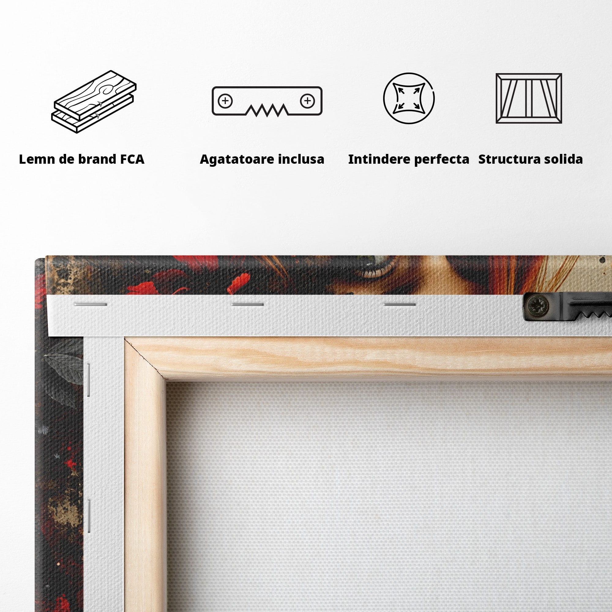 Tablou Canvas Premium LuxCanva® G1277, Portretul Femeii Cu Flori, Portret, Femeie, Flori, Arta, Dormitor, Culori Vibrante