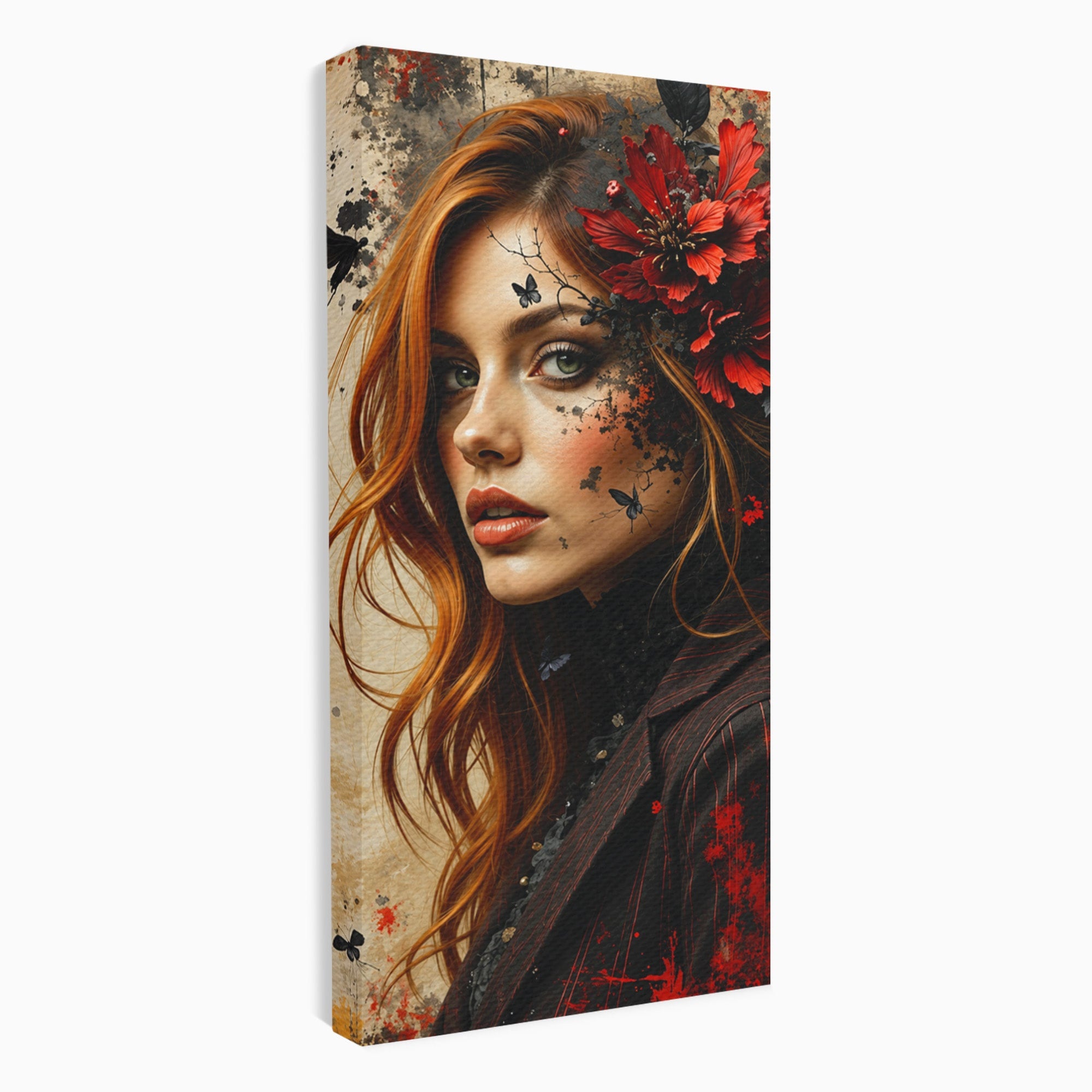 Tablou Canvas Premium LuxCanva® G1277, Portretul Femeii Cu Flori, Portret, Femeie, Flori, Arta, Dormitor, Culori Vibrante