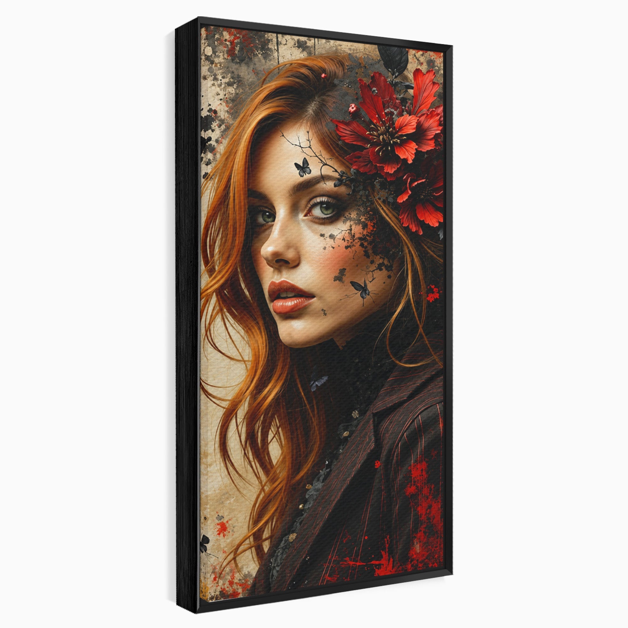 Tablou Canvas Premium LuxCanva® G1277, Portretul Femeii Cu Flori, Portret, Femeie, Flori, Arta, Dormitor, Culori Vibrante