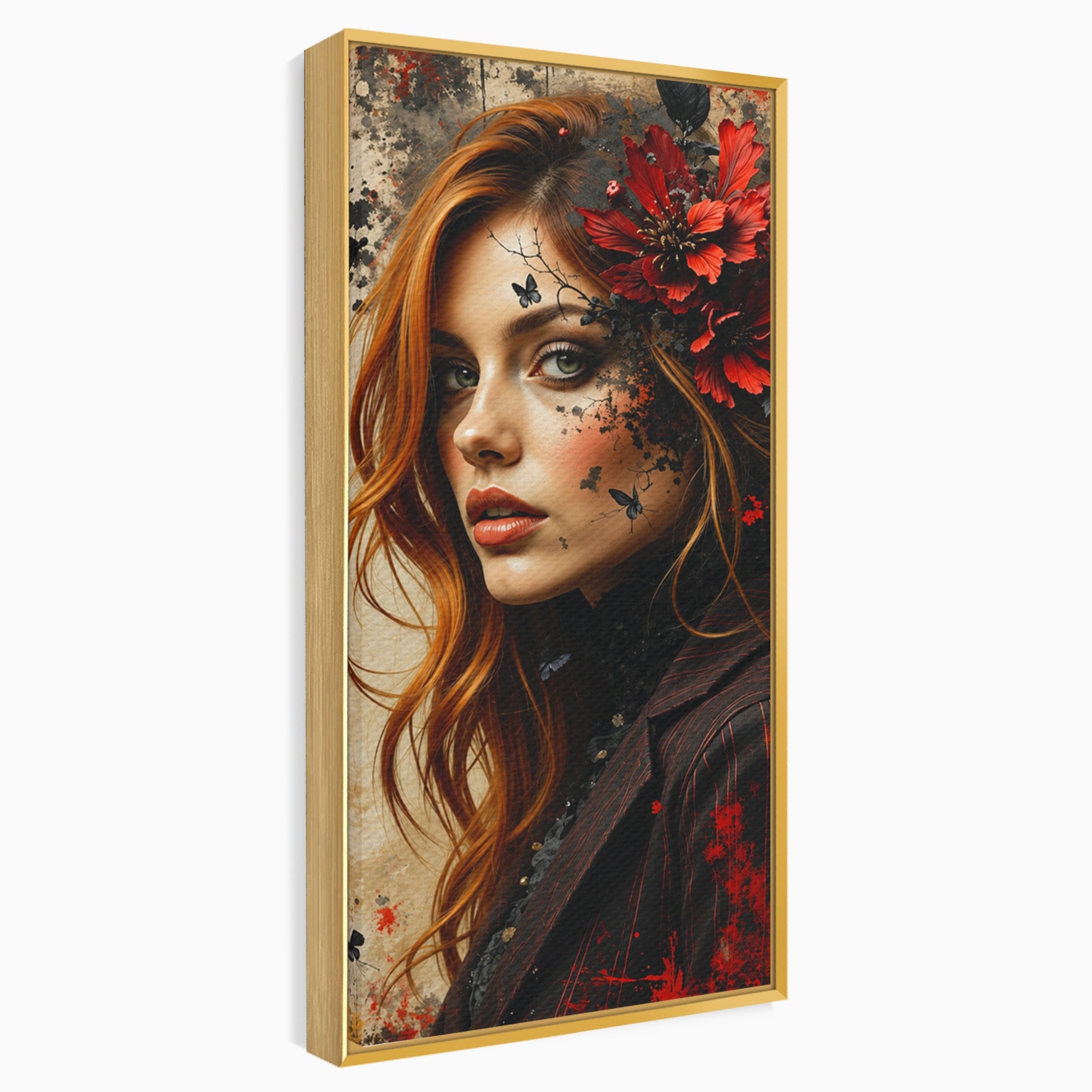 Tablou Canvas Premium LuxCanva® G1277, Portretul Femeii Cu Flori, Portret, Femeie, Flori, Arta, Dormitor, Culori Vibrante