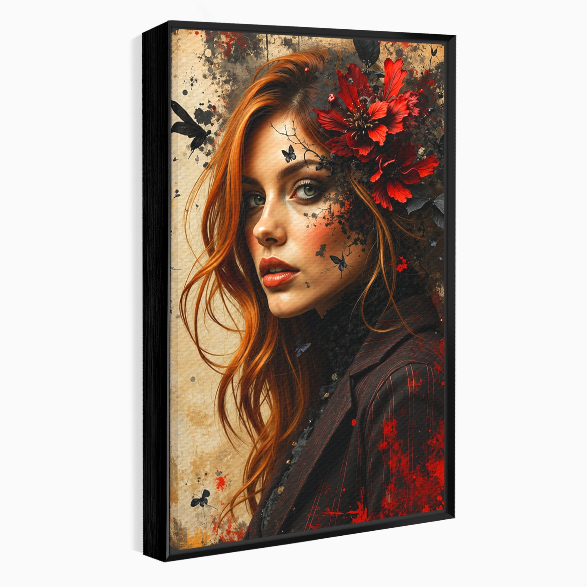 Tablou Canvas Premium LuxCanva® G1277, Portretul Femeii Cu Flori, Portret, Femeie, Flori, Arta, Dormitor, Culori Vibrante