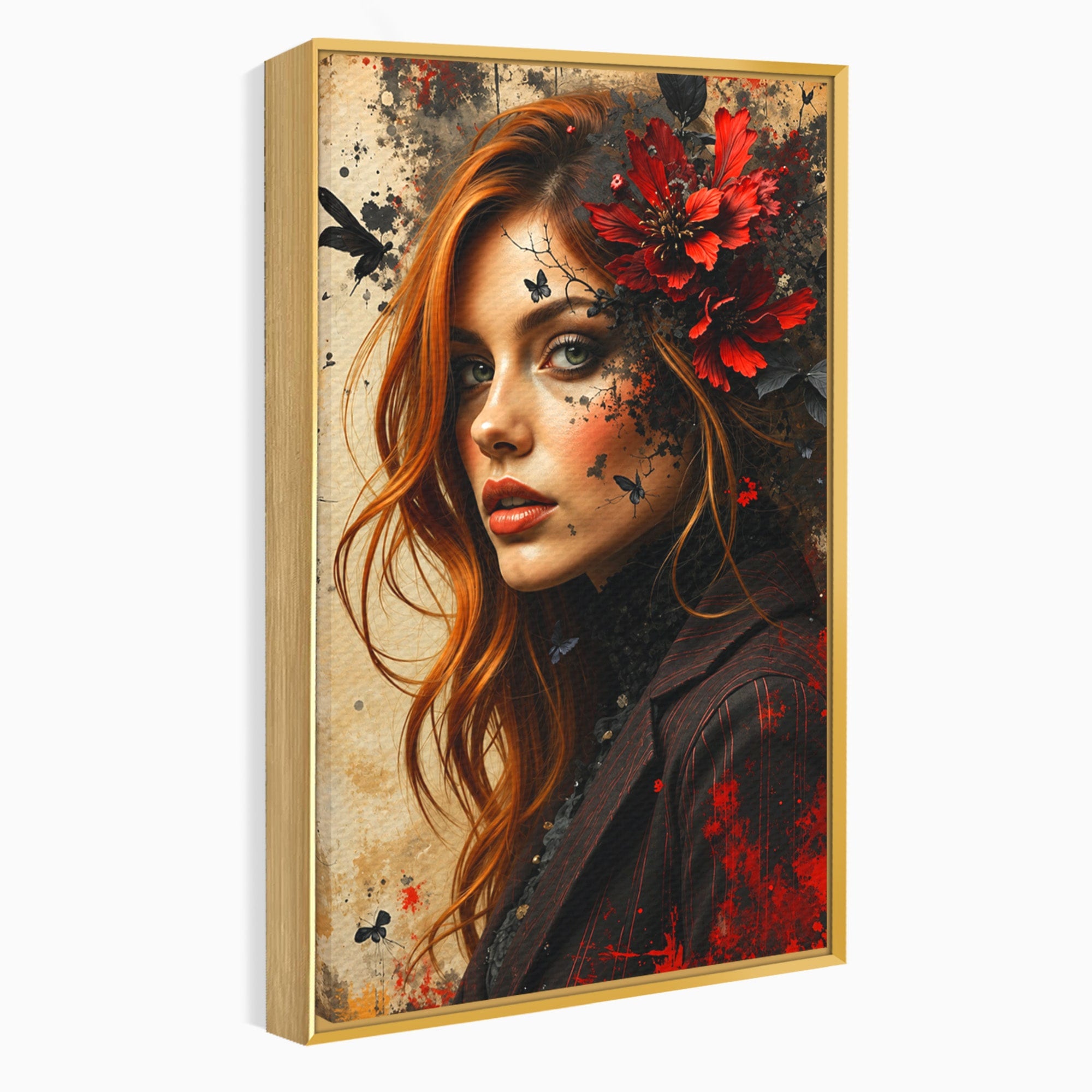 Tablou Canvas Premium LuxCanva® G1277, Portretul Femeii Cu Flori, Portret, Femeie, Flori, Arta, Dormitor, Culori Vibrante