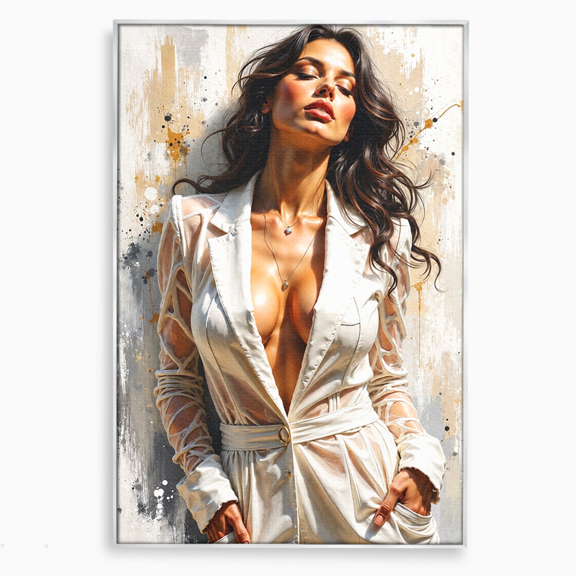 Tablou Canvas Premium LuxCanva® G1278, Eleganta Feminină, Portret, Femeie, Eleganta, Stil Modern, Dormitor, Culori Vibrante