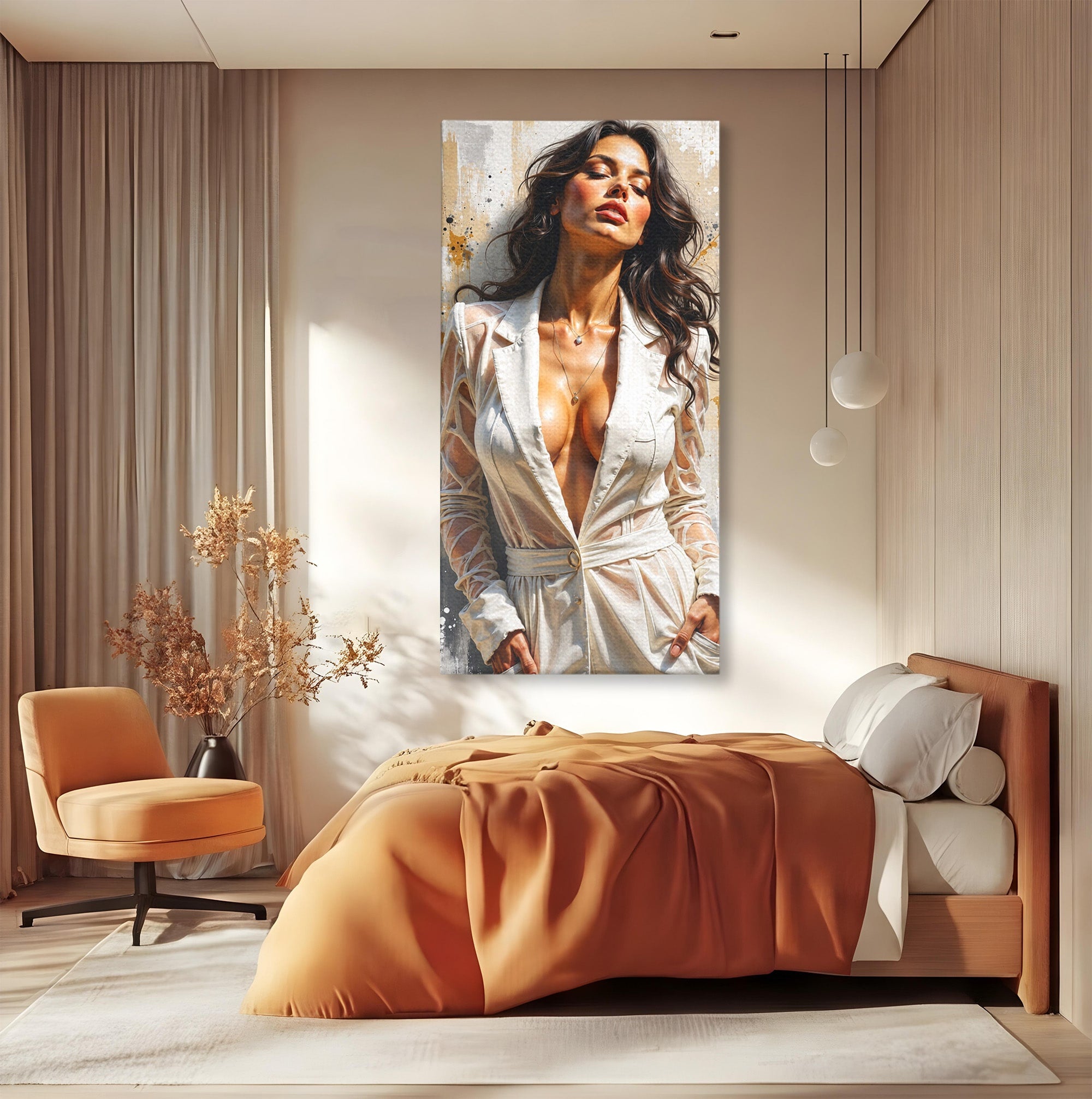 Tablou Canvas Premium LuxCanva® G1278, Eleganta Feminină, Portret, Femeie, Eleganta, Stil Modern, Dormitor, Culori Vibrante
