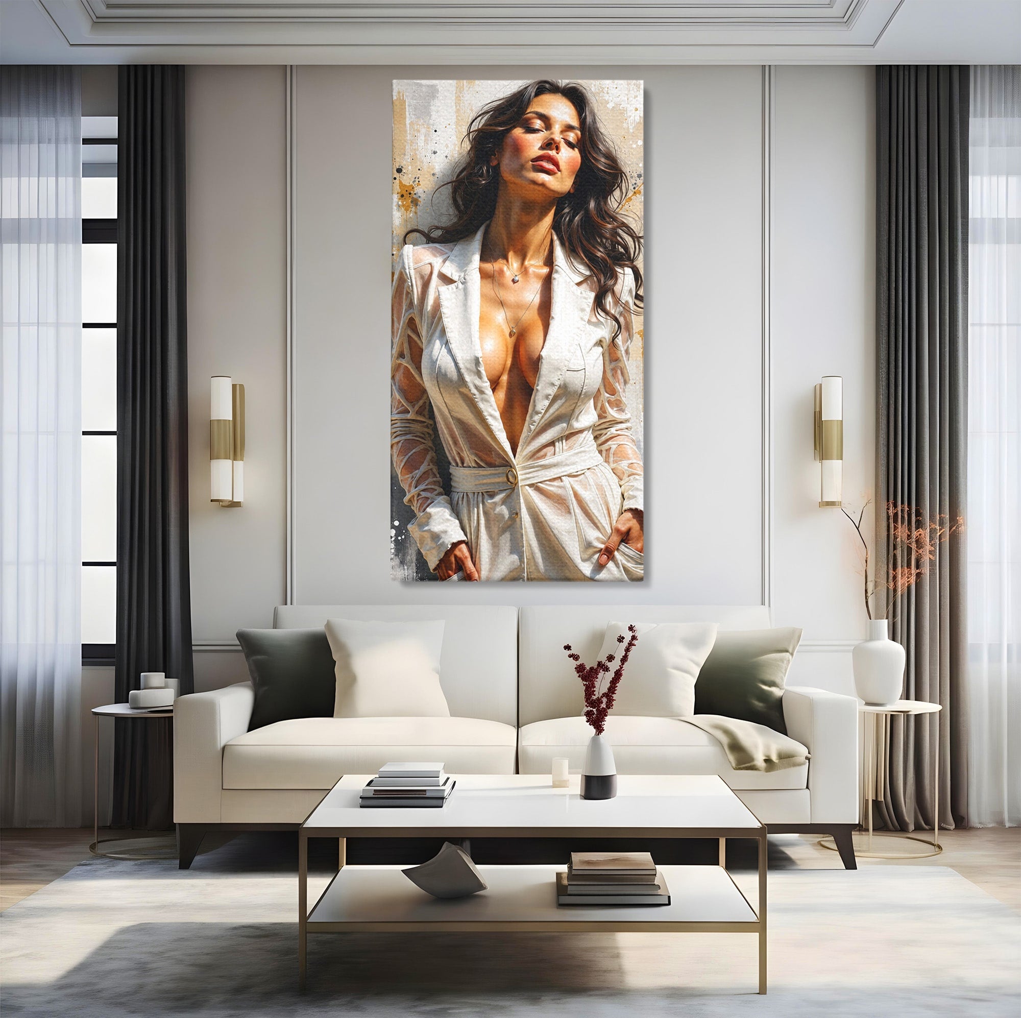 Tablou Canvas Premium LuxCanva® G1278, Eleganta Feminină, Portret, Femeie, Eleganta, Stil Modern, Dormitor, Culori Vibrante