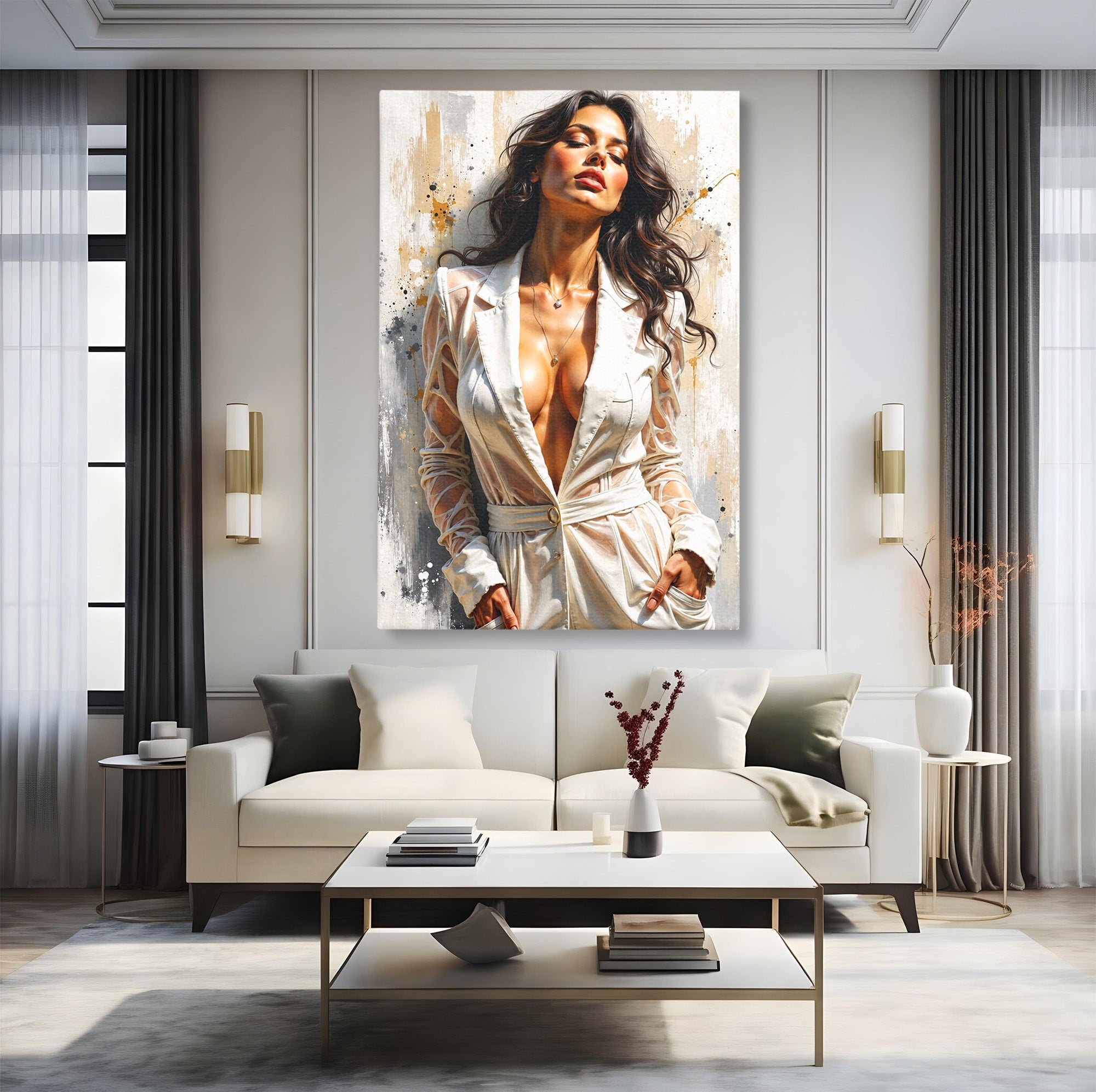 Tablou Canvas Premium LuxCanva® G1278, Eleganta Feminină, Portret, Femeie, Eleganta, Stil Modern, Dormitor, Culori Vibrante