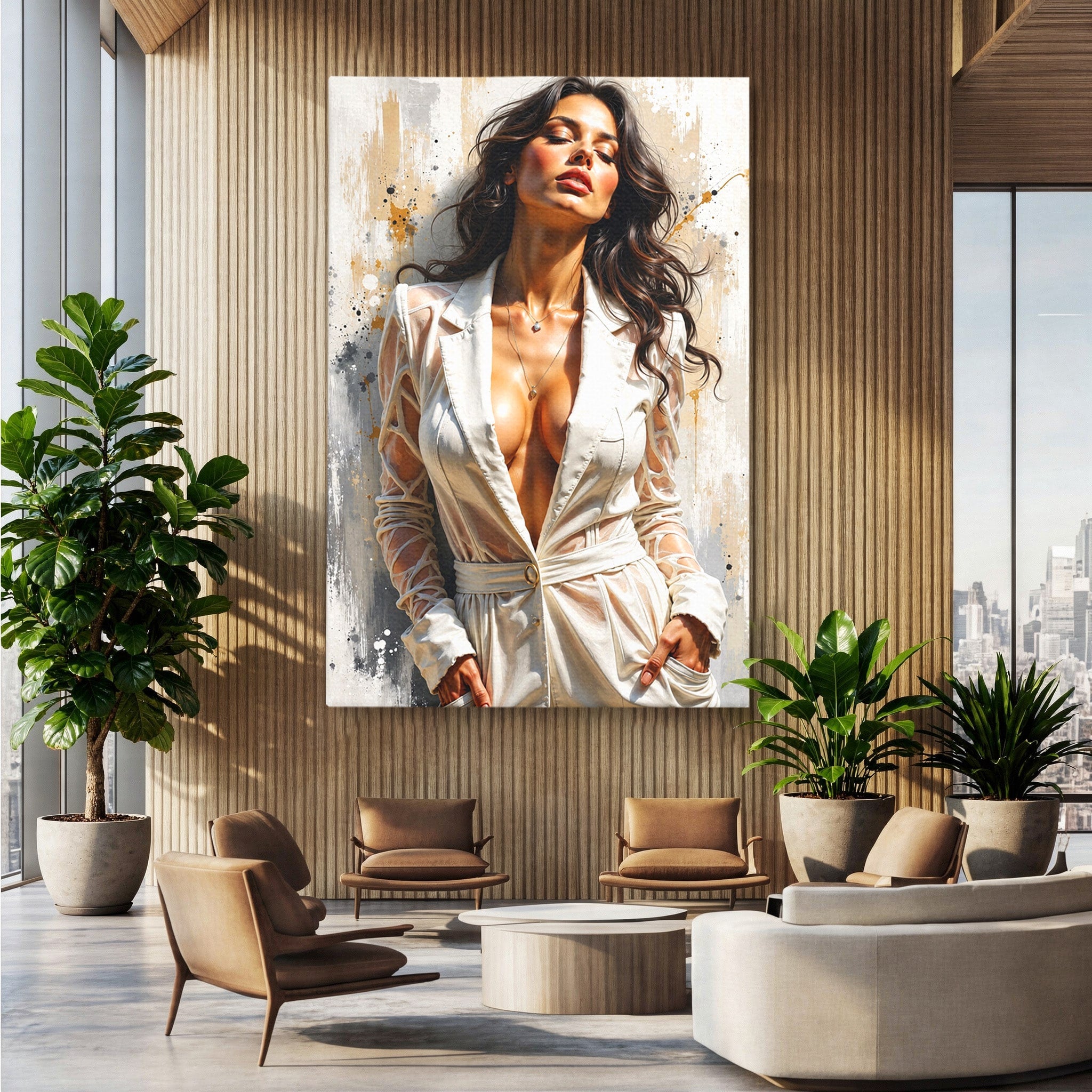Tablou Canvas Premium LuxCanva® G1278, Eleganta Feminină, Portret, Femeie, Eleganta, Stil Modern, Dormitor, Culori Vibrante