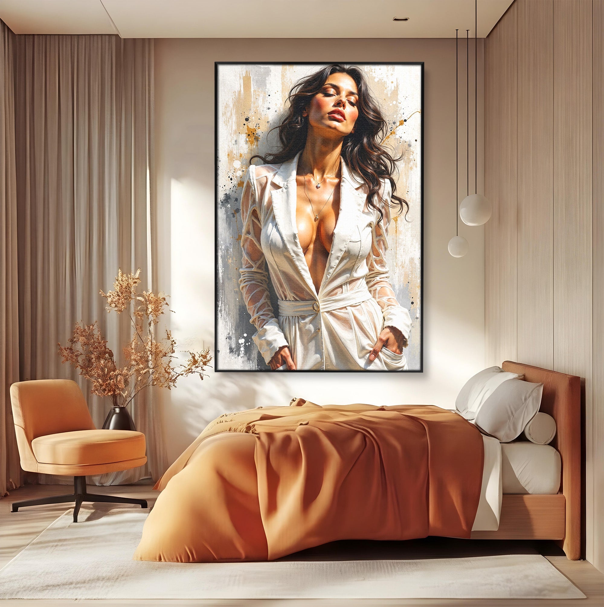 Tablou Canvas Premium LuxCanva® G1278, Eleganta Feminină, Portret, Femeie, Eleganta, Stil Modern, Dormitor, Culori Vibrante