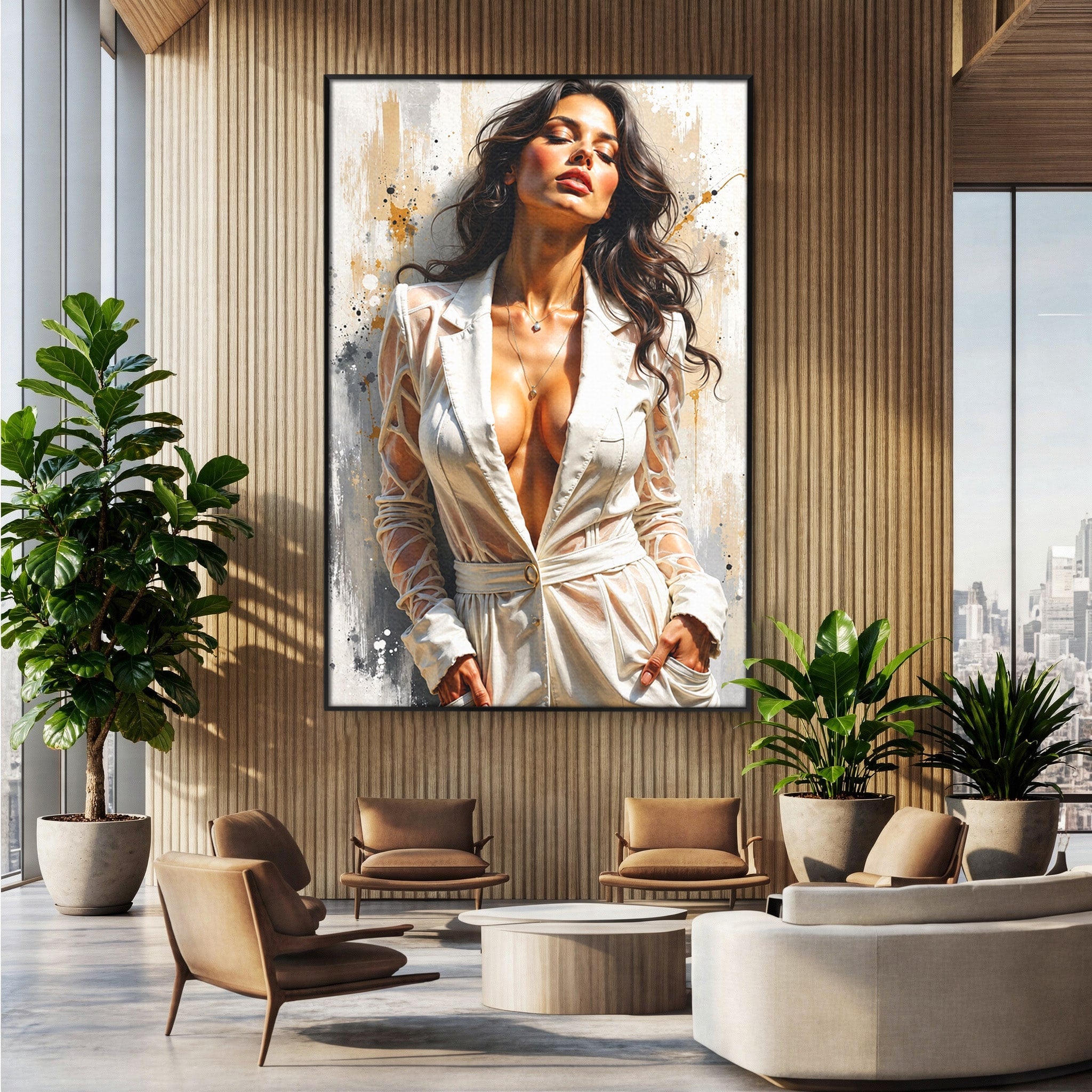 Tablou Canvas Premium LuxCanva® G1278, Eleganta Feminină, Portret, Femeie, Eleganta, Stil Modern, Dormitor, Culori Vibrante