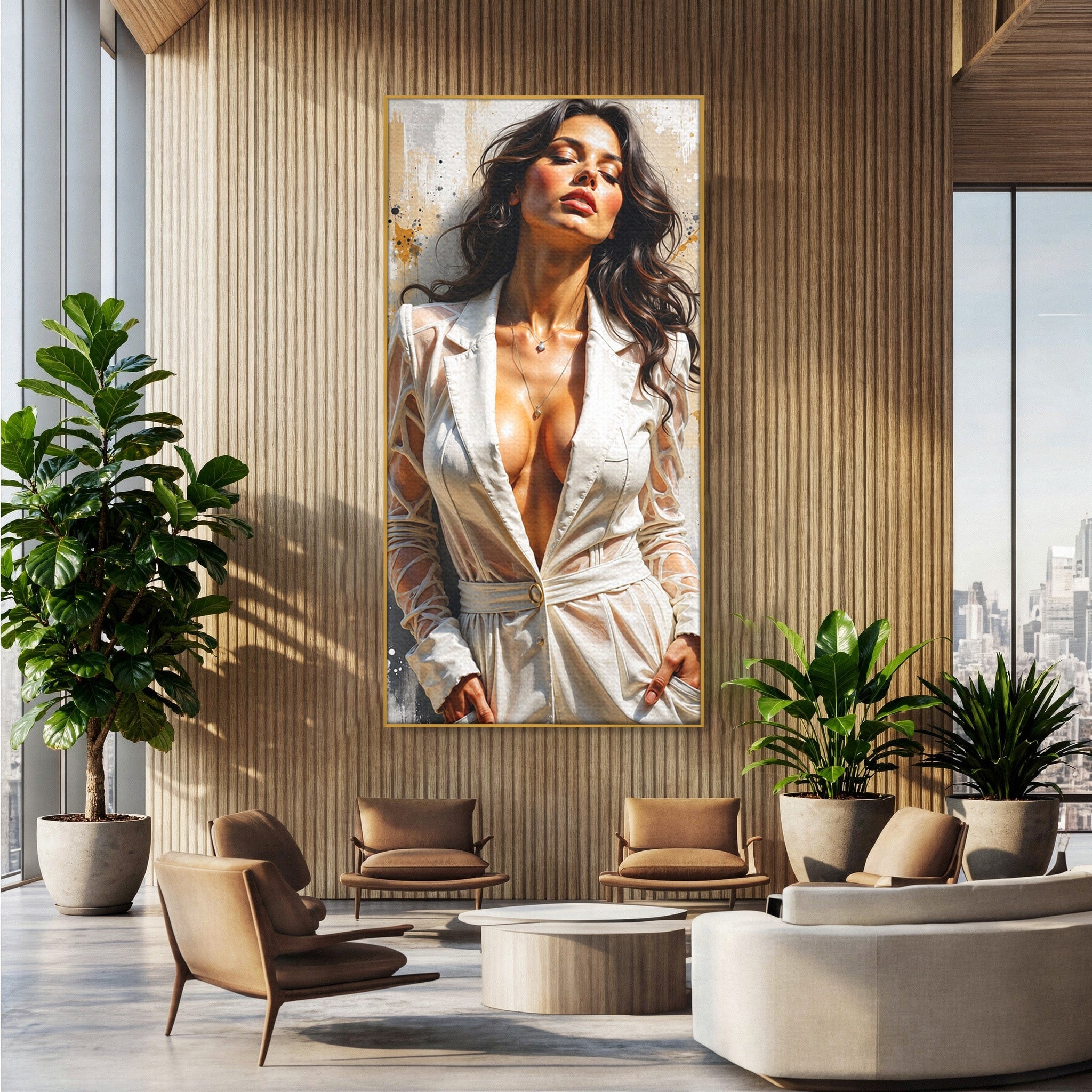 Tablou Canvas Premium LuxCanva® G1278, Eleganta Feminină, Portret, Femeie, Eleganta, Stil Modern, Dormitor, Culori Vibrante